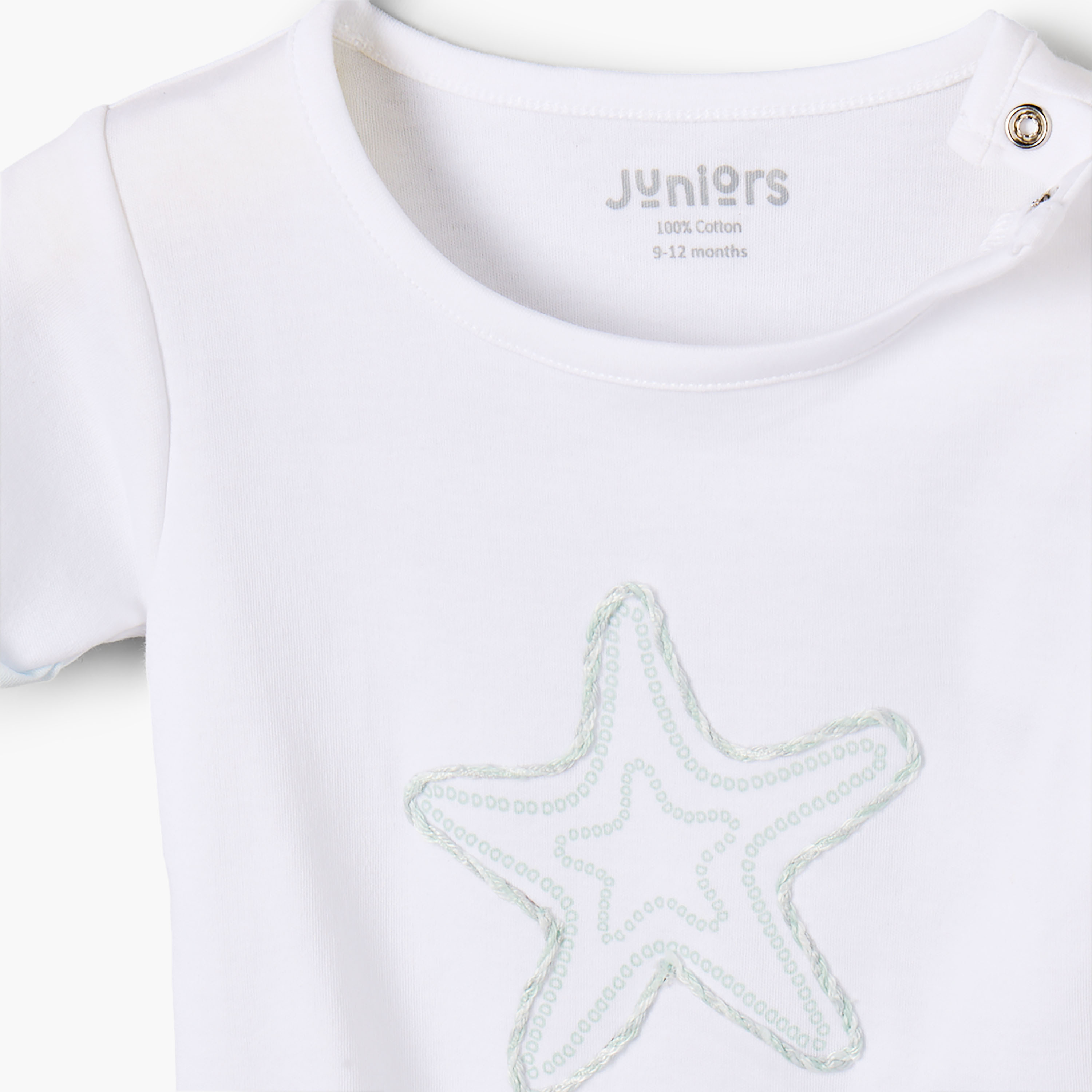 Juniors Crew Neck Short Sleeves T-shirt and Shorts Set with Starfish Embroidery-baby-boys-clothing-setsandcoords-image-6