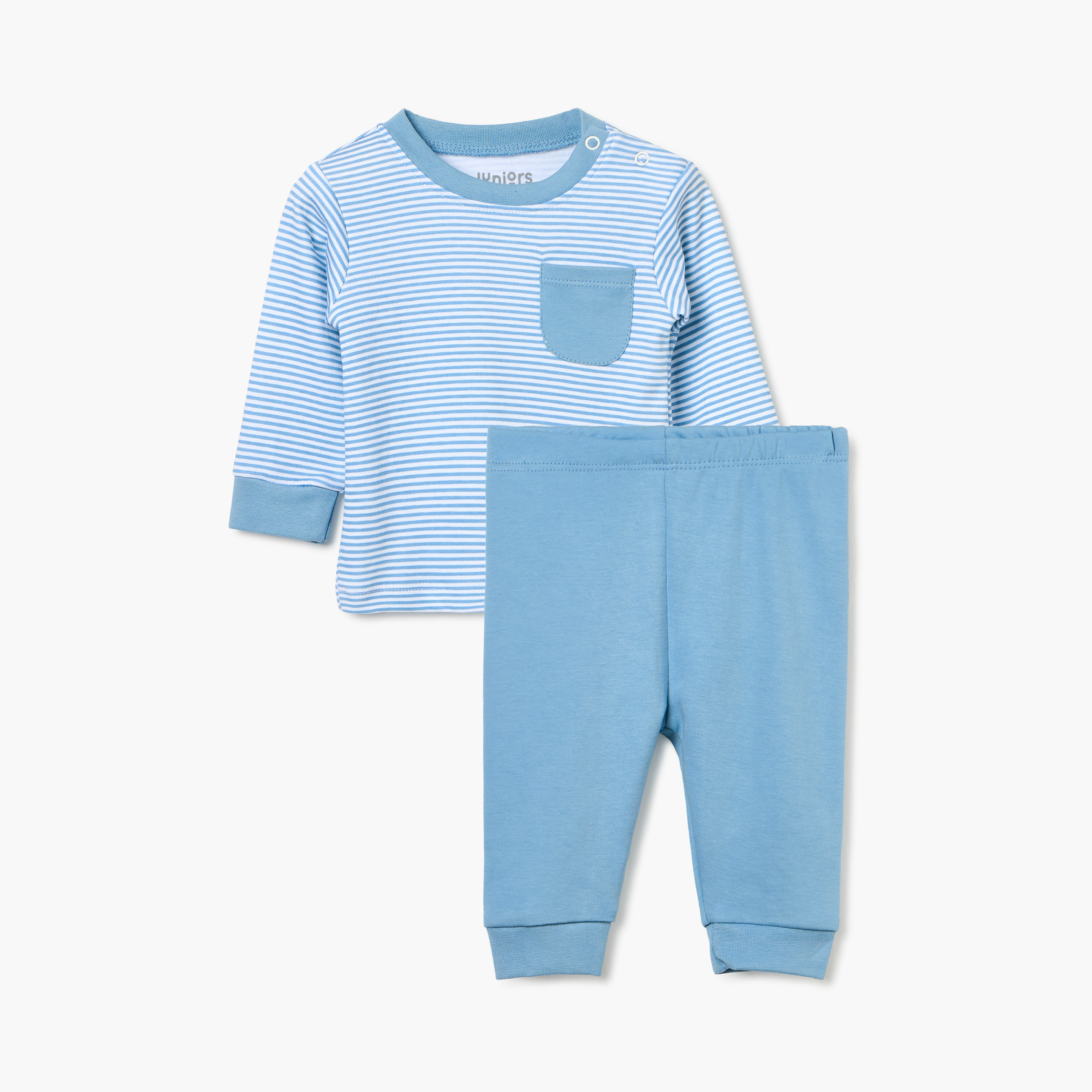 Juniors Striped T-shirt and Pyjama Set-baby-boys-clothing-nightwear-pyjamasets-image-1