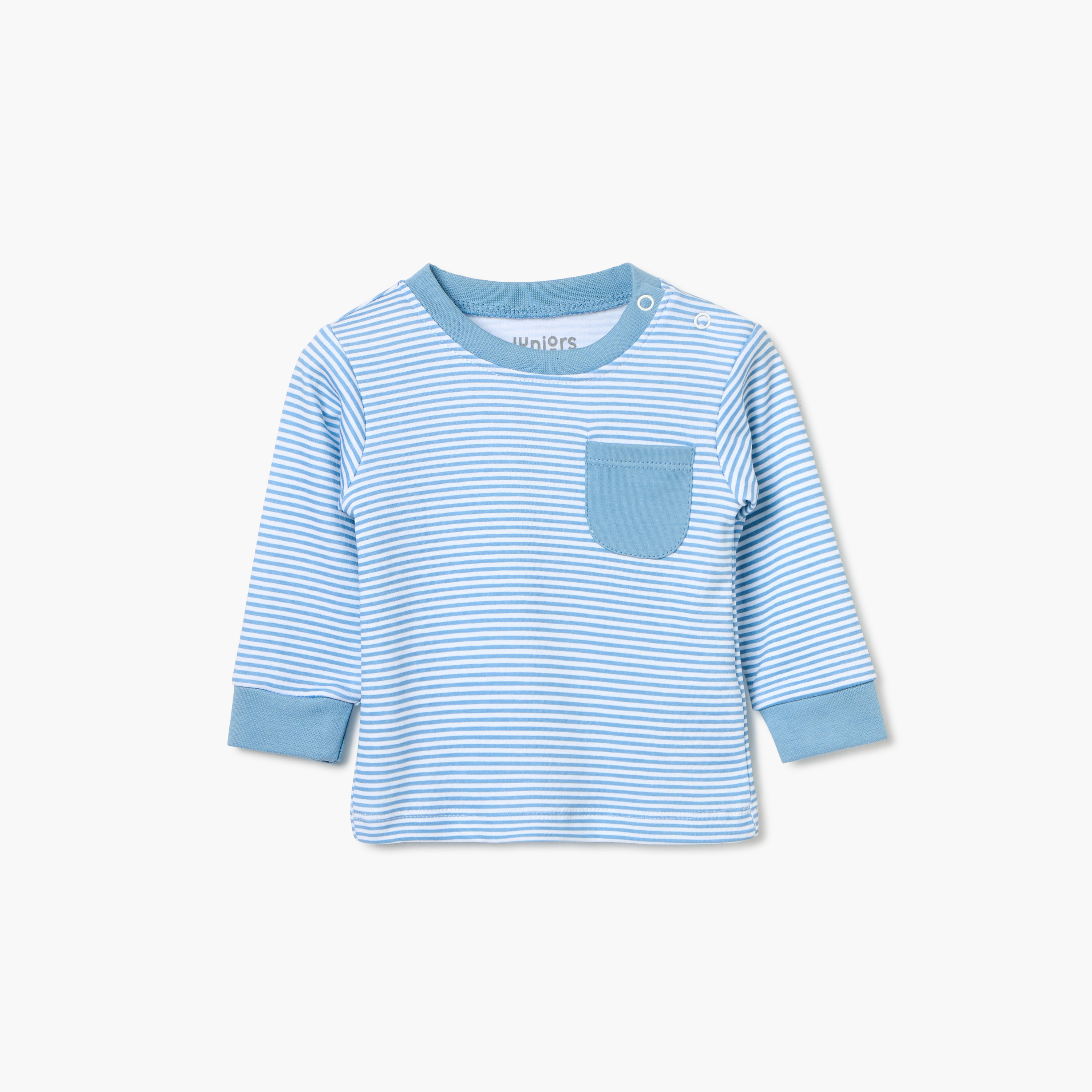 Juniors Striped T-shirt and Pyjama Set-baby-boys-clothing-nightwear-pyjamasets-image-2