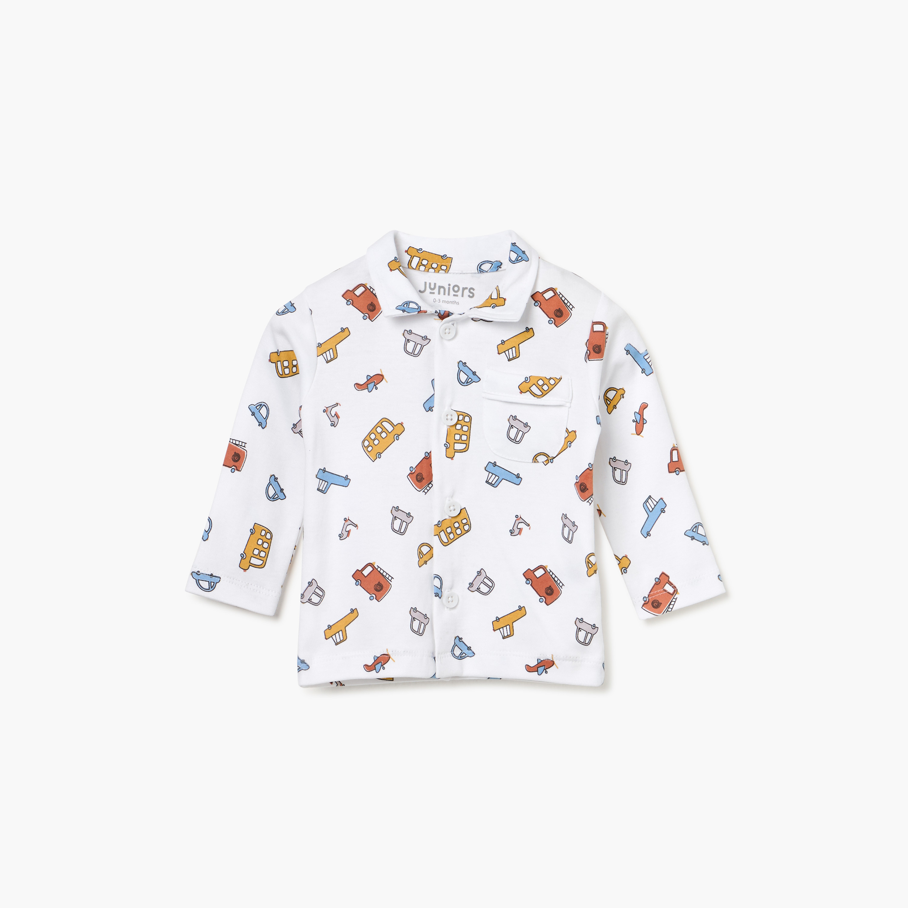 Juniors Vehicle Print Shirt and Pyjama Set-baby-boys-clothing-nightwear-pyjamasets-image-2