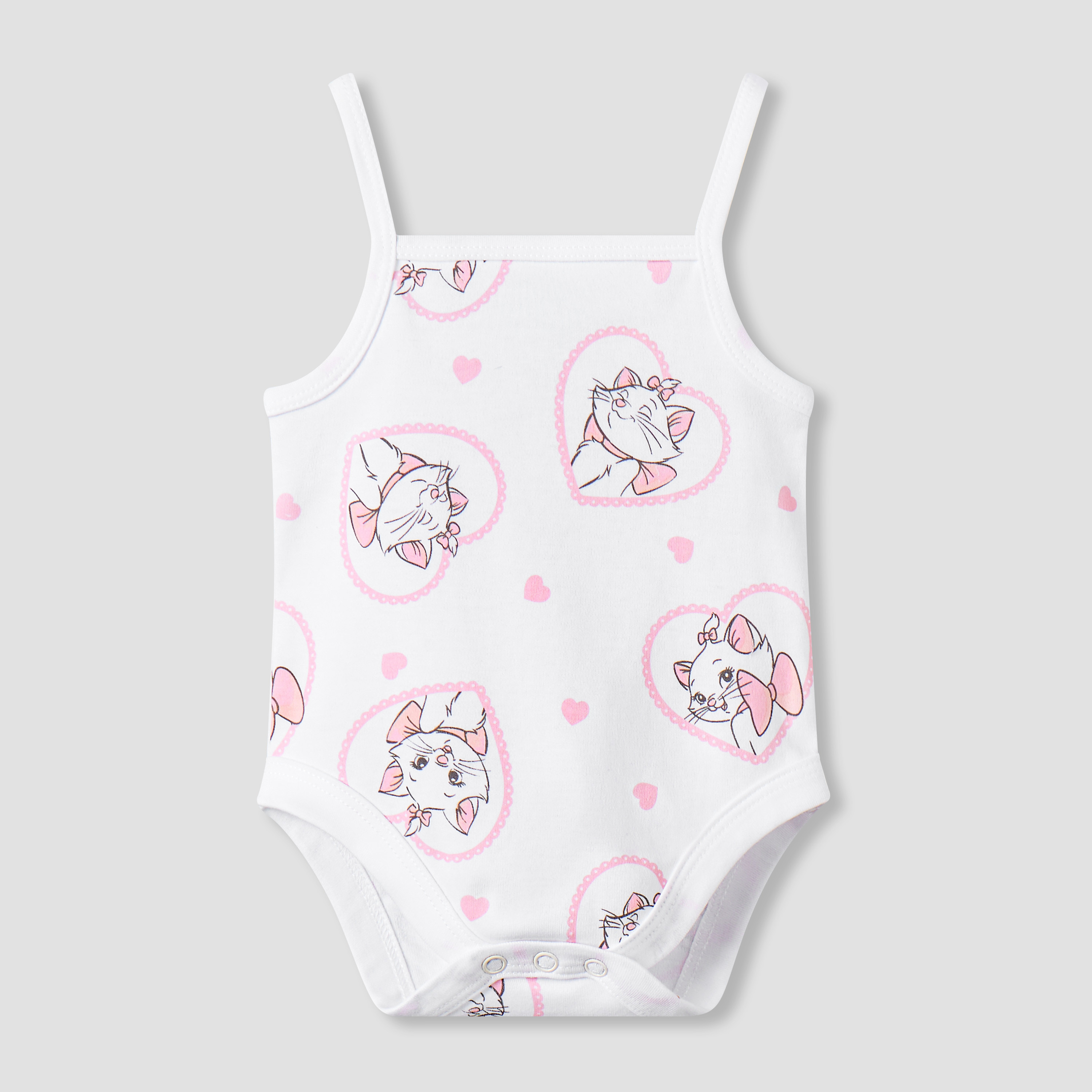Pack of 3 Disney Square Neck Strappy Bodysuit with Marie Print-baby-girls-clothing-bodysuits-image-3