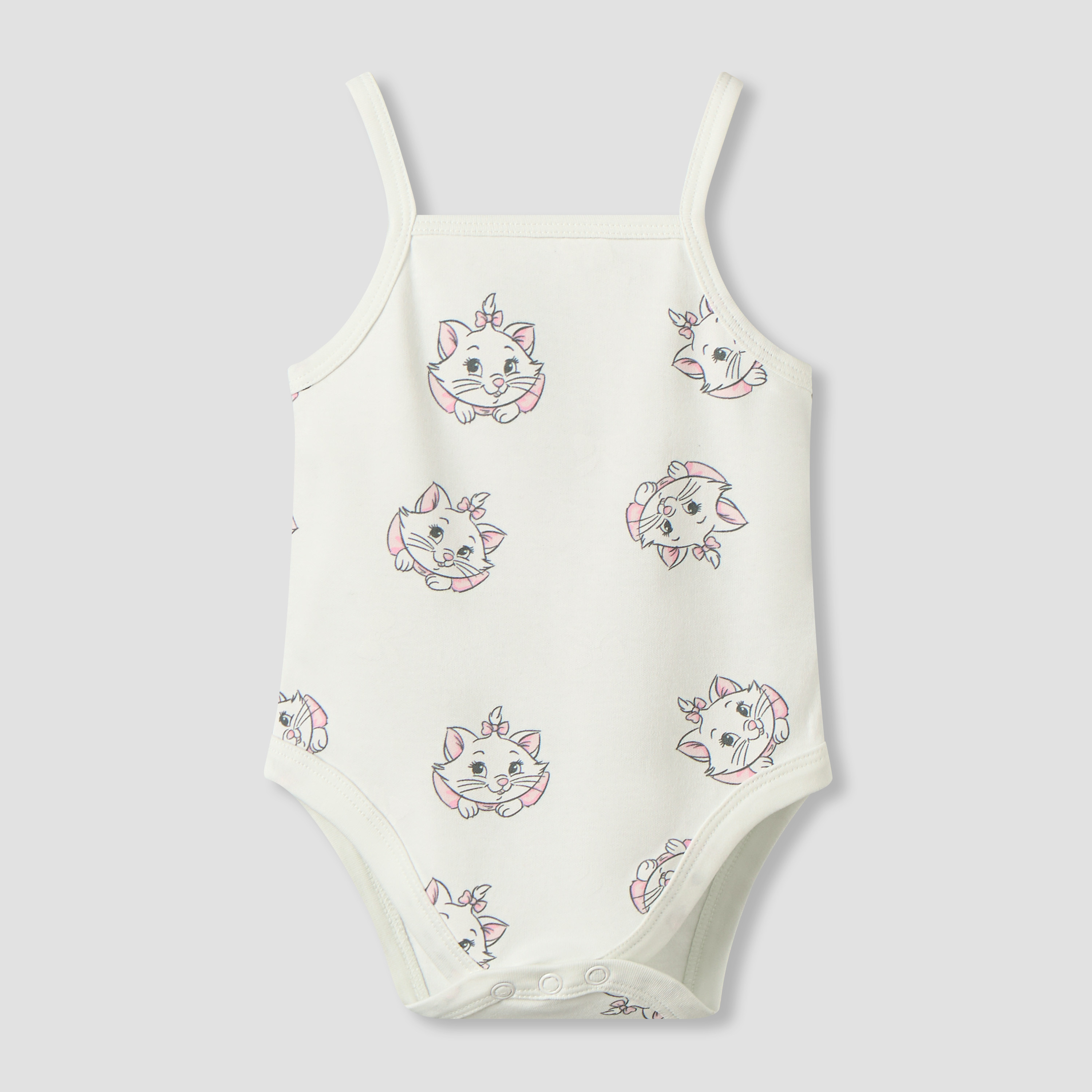 Pack of 3 Disney Square Neck Strappy Bodysuit with Marie Print-baby-girls-clothing-bodysuits-image-5