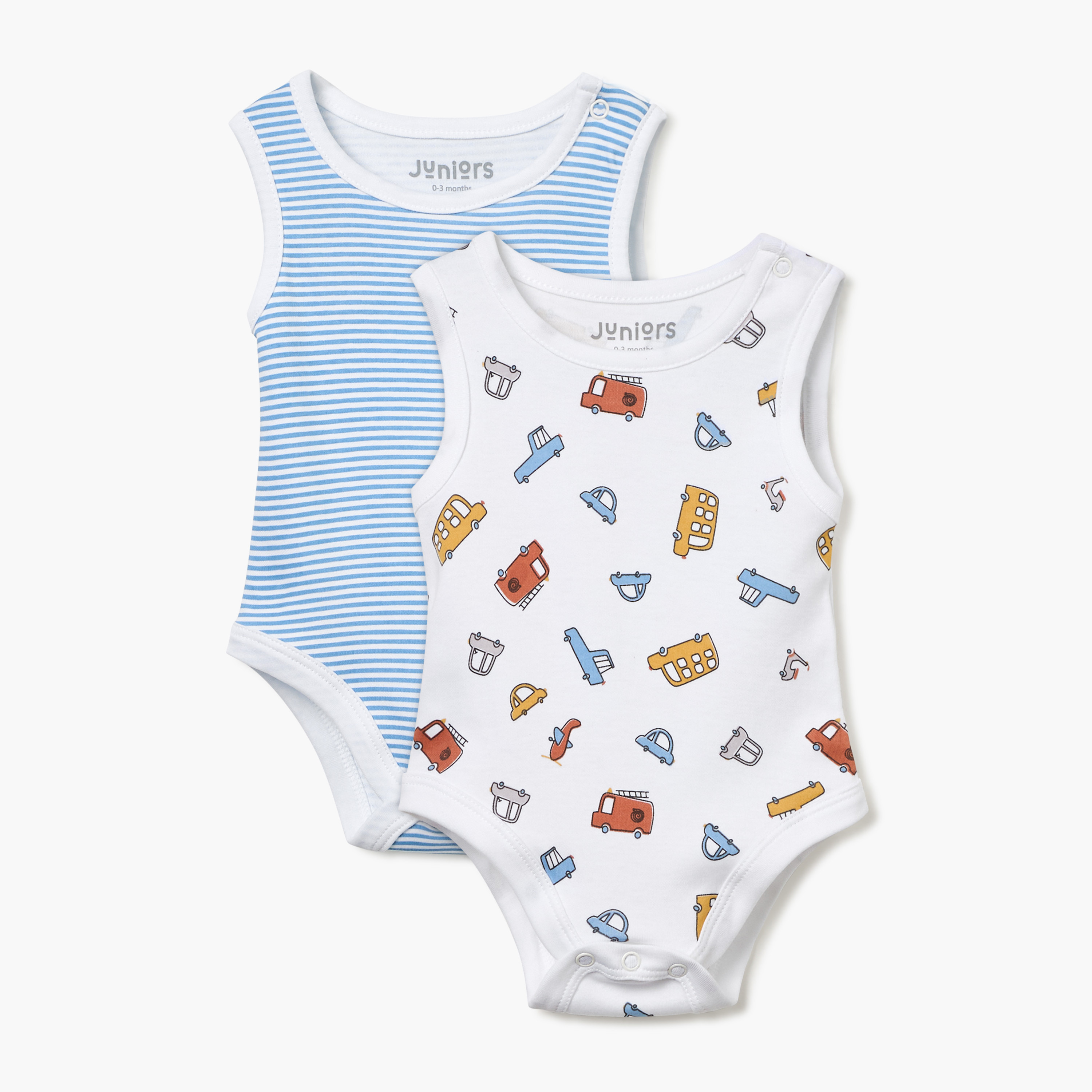 Juniors Printed Sleeveless Bodysuit - Set of 2-baby-boys-clothing-bodysuits-image-1