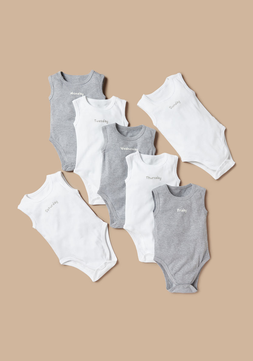 Juniors Printed Sleeveless Bodysuit - Set of 7-Bodysuits-image-0