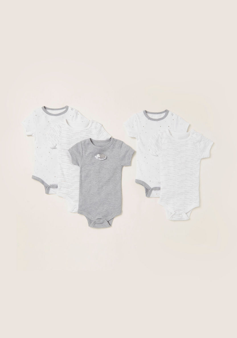 Juniors Printed Bodysuit with Short Sleeves - Set of 5-Multipacks-image-0