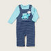 Juniors Solid Long Sleeves T-shirt with Striped Dungaree Set-Rompers%2C Dungarees and Jumpsuits-thumbnail-0