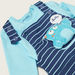 Juniors Solid Long Sleeves T-shirt with Striped Dungaree Set-Rompers%2C Dungarees and Jumpsuits-thumbnail-3