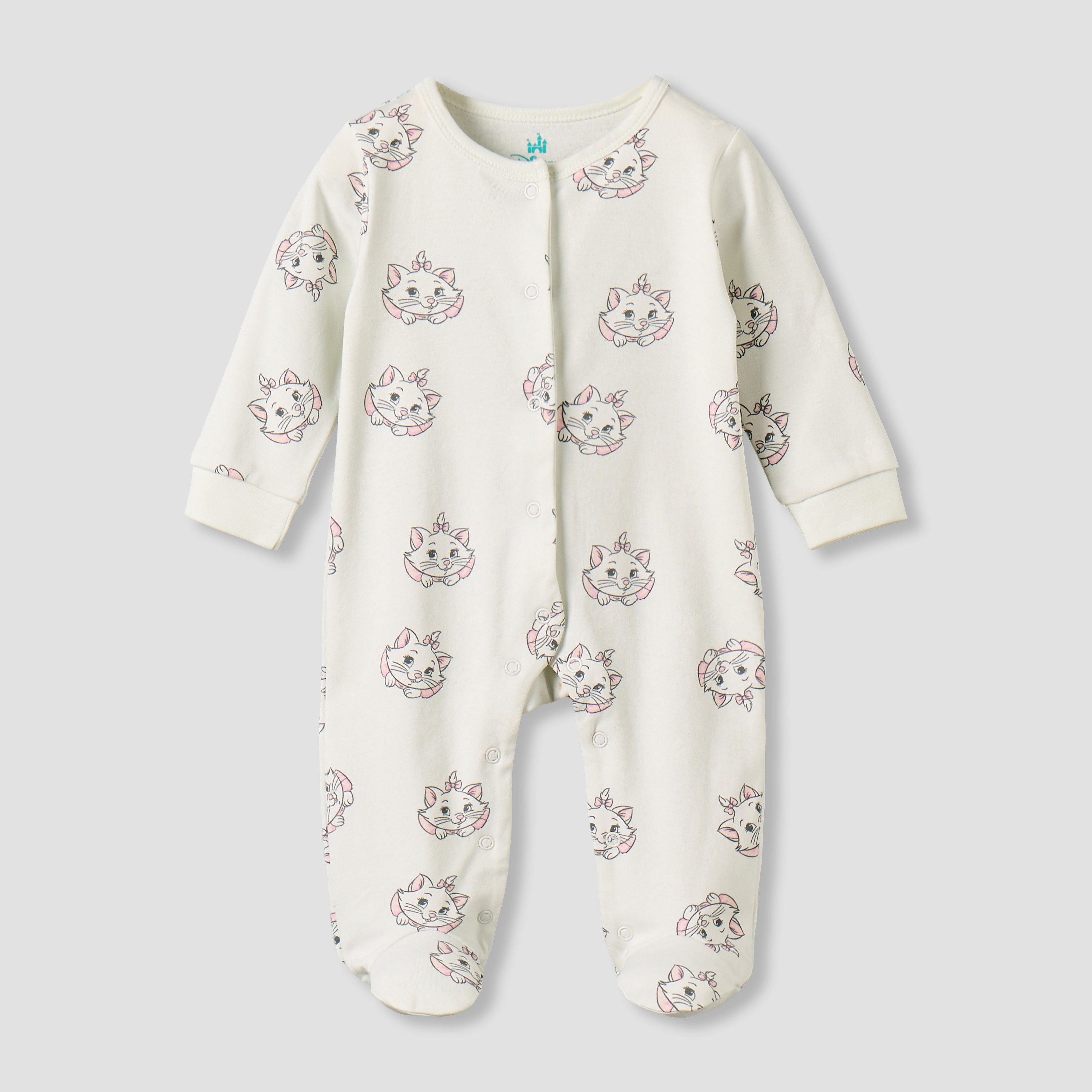 Pack of 2 Disney Cotton Round Neck Long Sleeves Sleepsuit with Marie Print-baby-girls-clothing-nightwear-sleepsuits-image-4