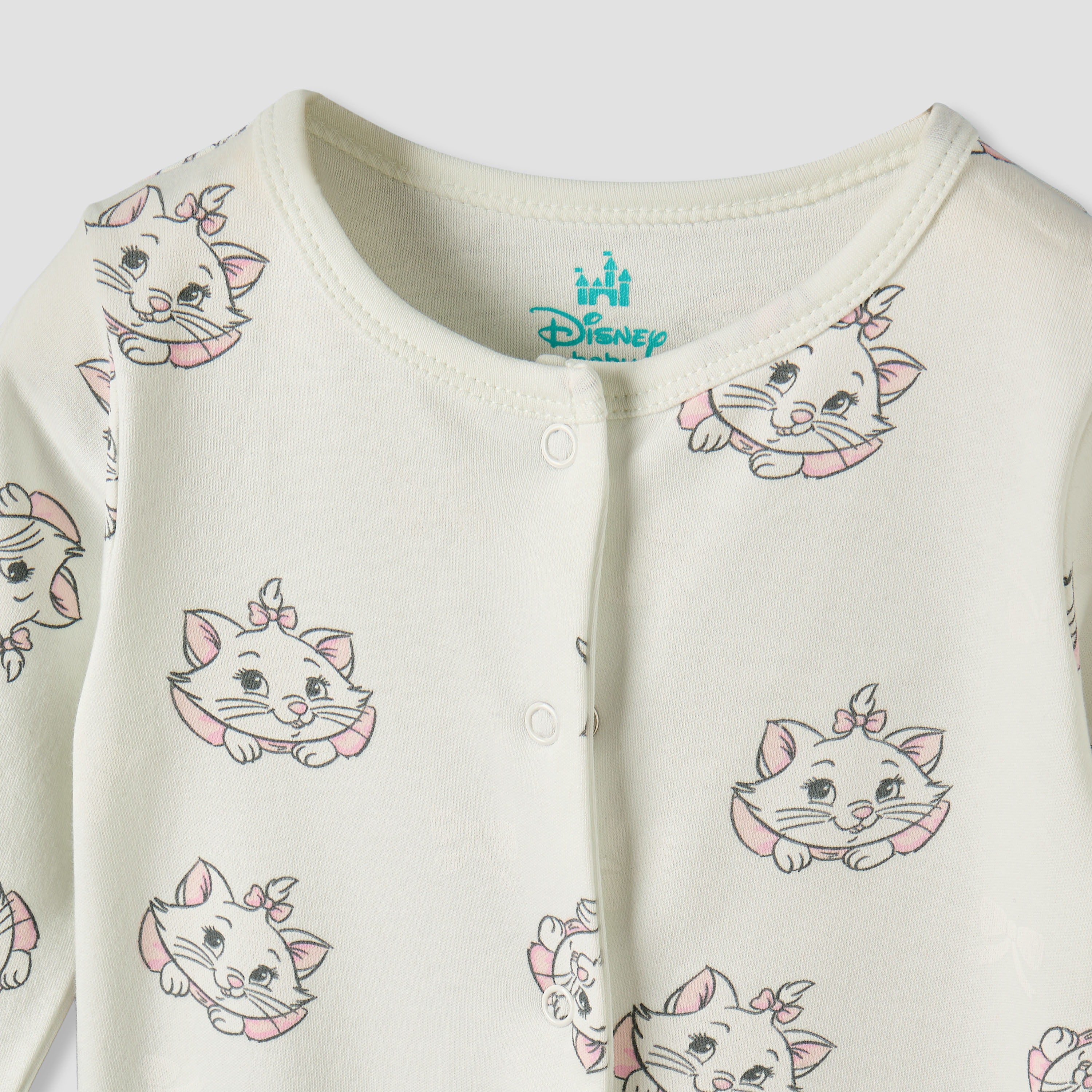 Pack of 2 Disney Cotton Round Neck Long Sleeves Sleepsuit with Marie Print-baby-girls-clothing-nightwear-sleepsuits-image-5