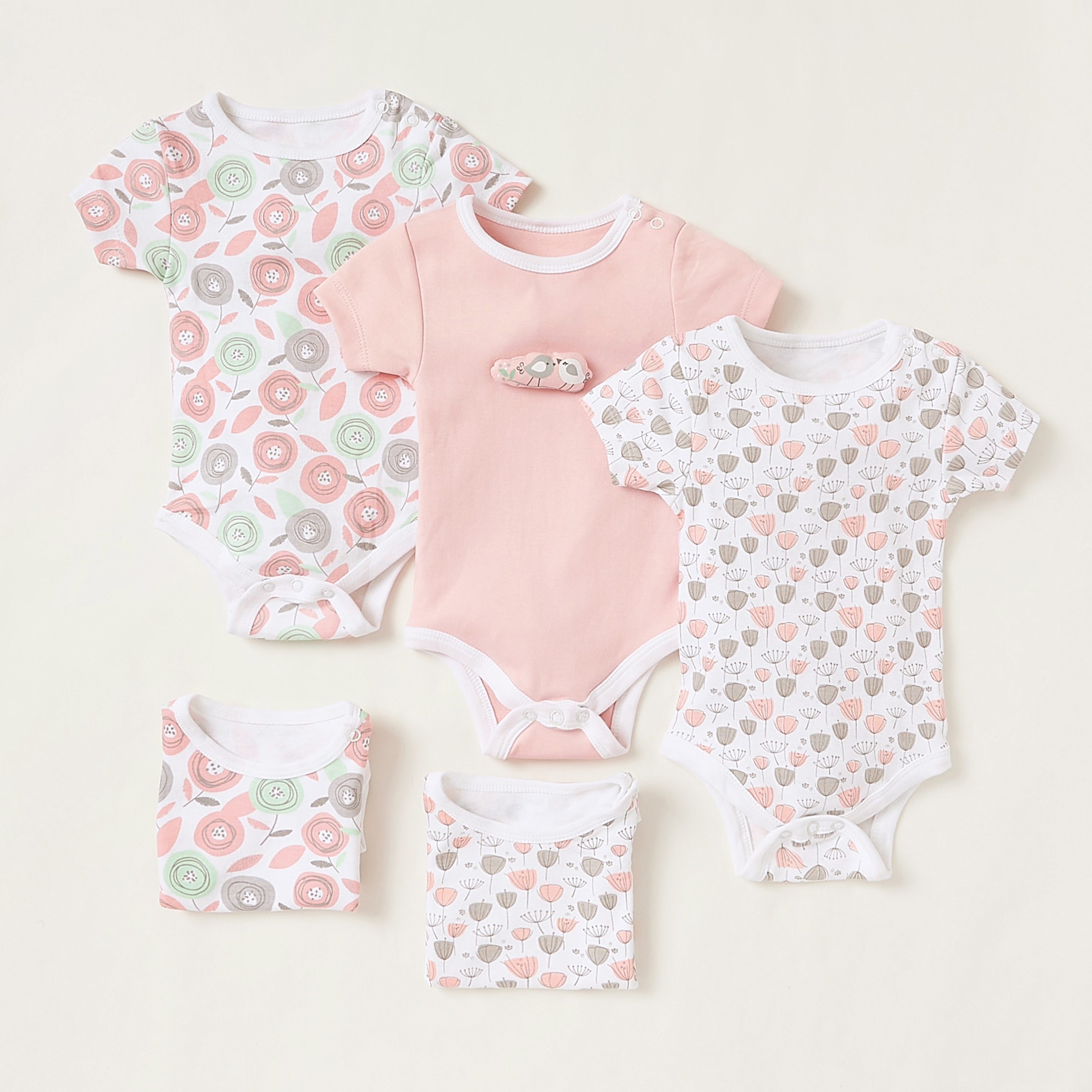 Juniors Printed Bodysuit with Short Sleeves - Set of 5-baby-boys-clothing-multipacks-image-1