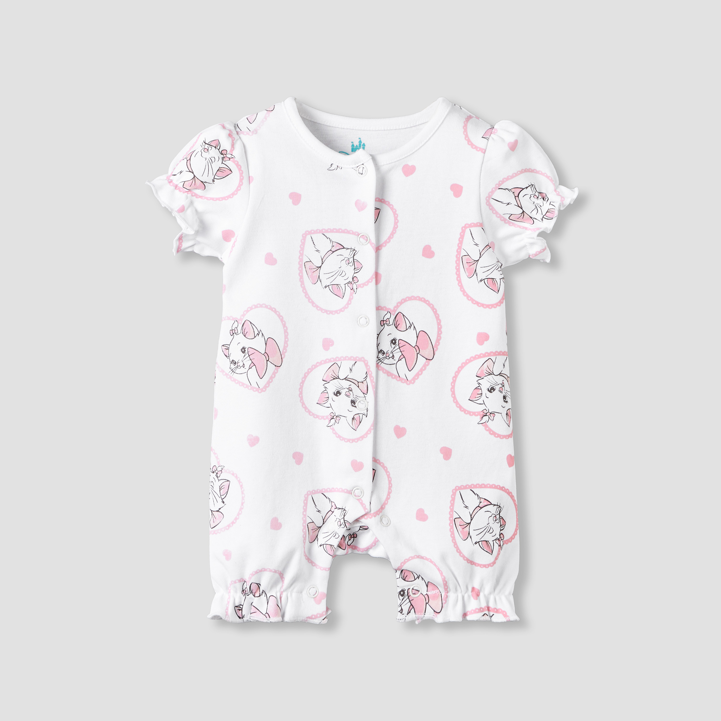 Set of 2 Disney Cotton Round Neck Sleepsuit and Romper with Marie Print-baby-girls-clothing-nightwear-sleepsuits-image-4