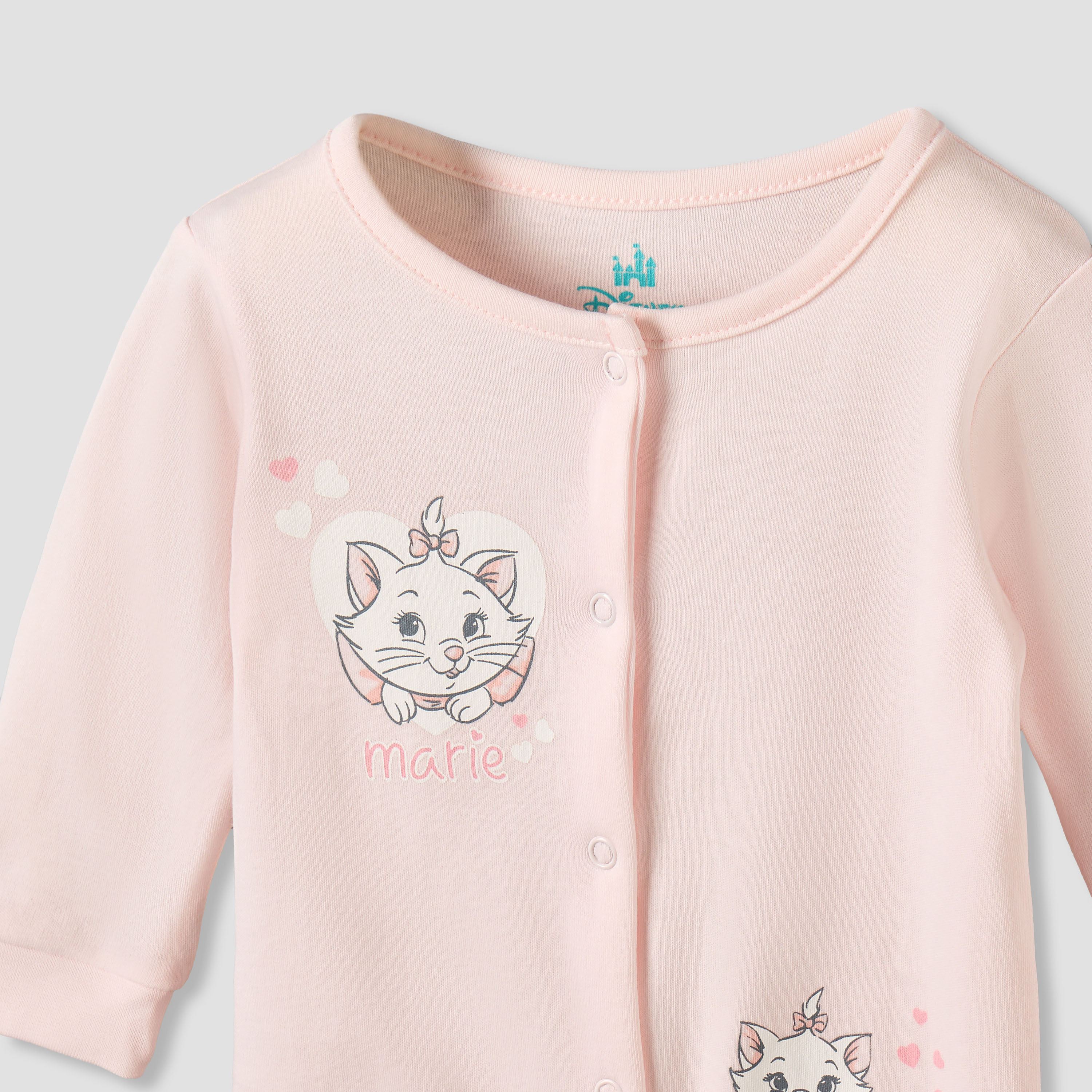 Set of 2 Disney Cotton Round Neck Sleepsuit and Romper with Marie Print-baby-girls-clothing-nightwear-sleepsuits-image-5