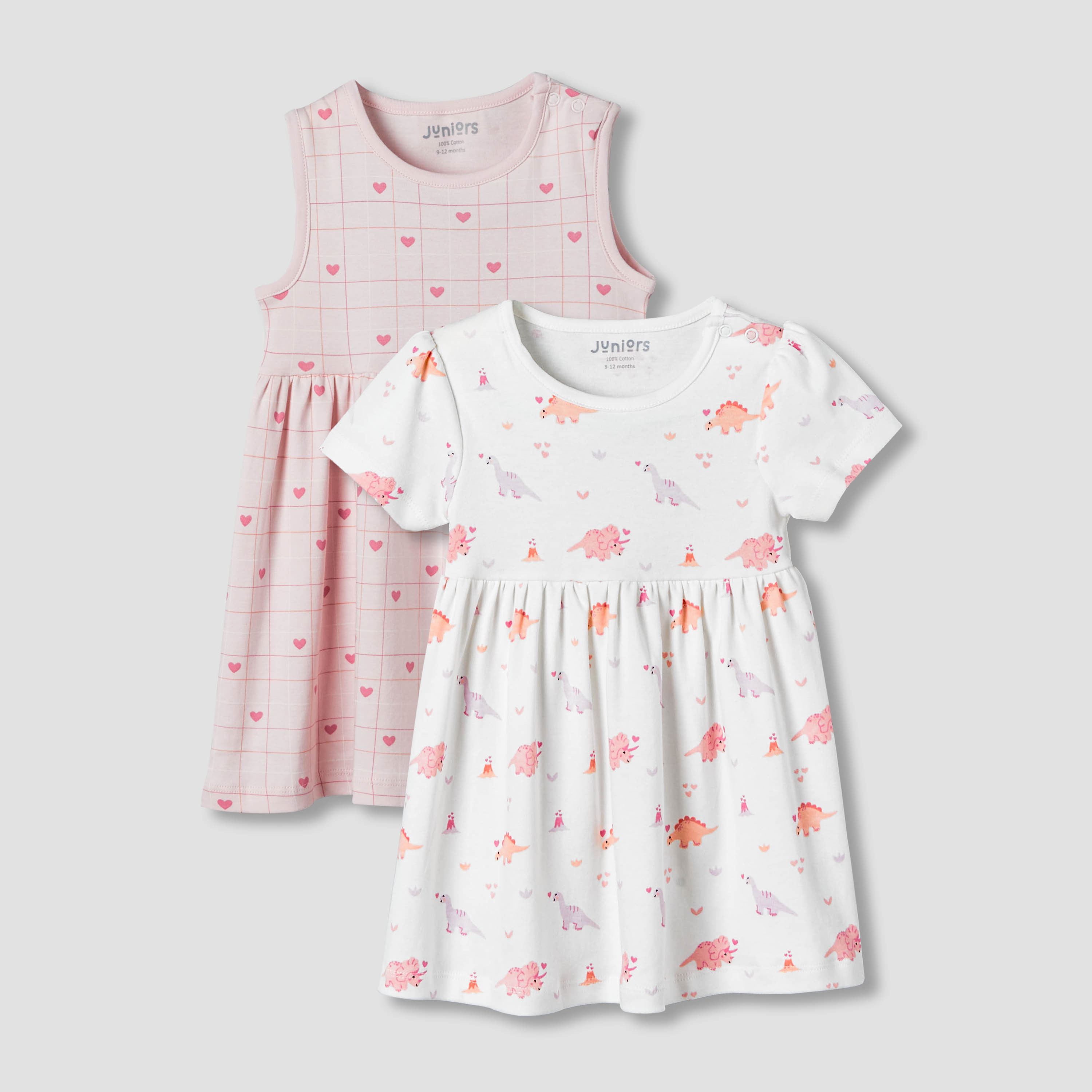 فستان بقصّة إيه لاين وياقة مستديرة بطبعات من جونيورز - طقم من قطعتين-baby-girls-clothing-dressesandjumpsuits-image-1