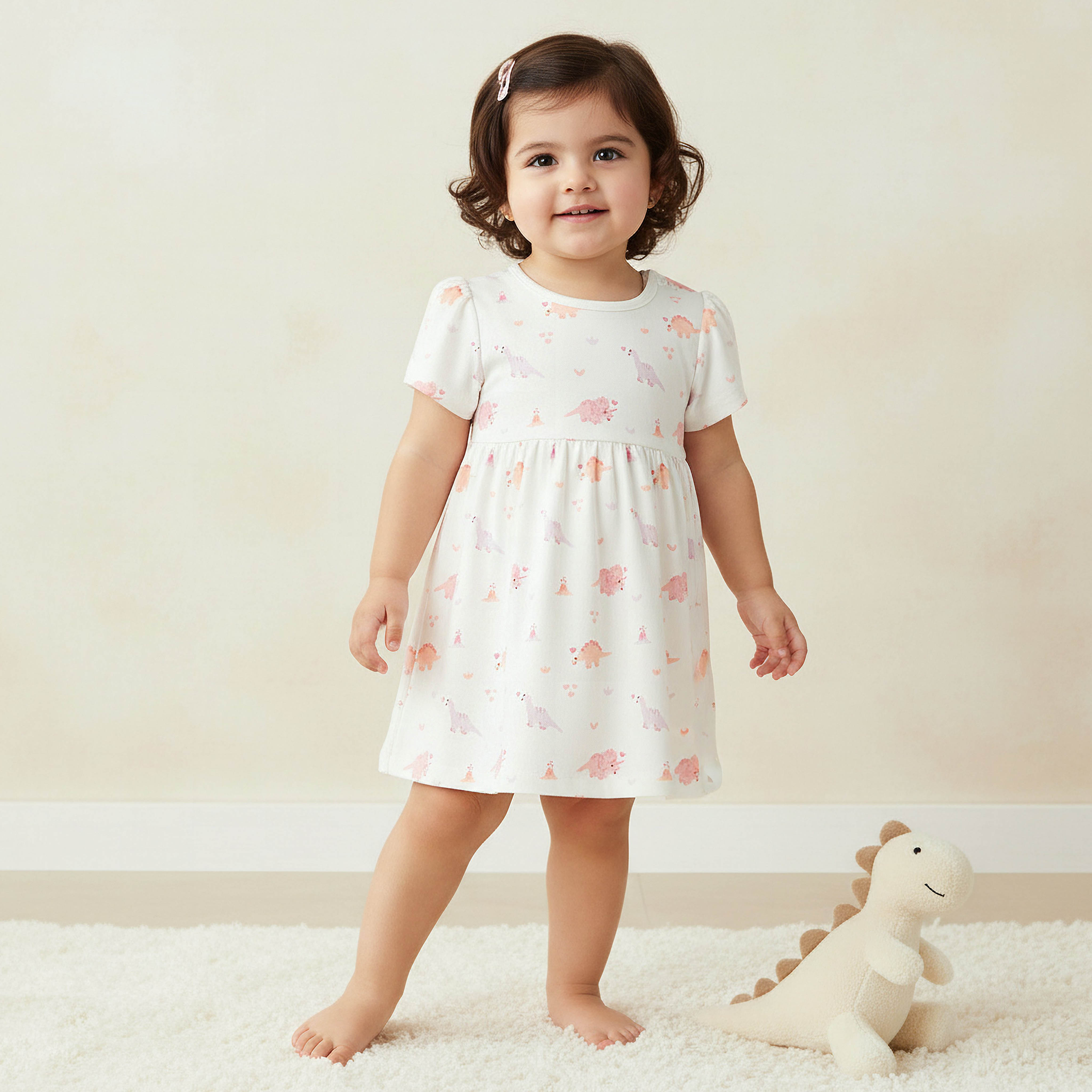 فستان بقصّة إيه لاين وياقة مستديرة بطبعات من جونيورز - طقم من قطعتين-baby-girls-clothing-dressesandjumpsuits-image-2