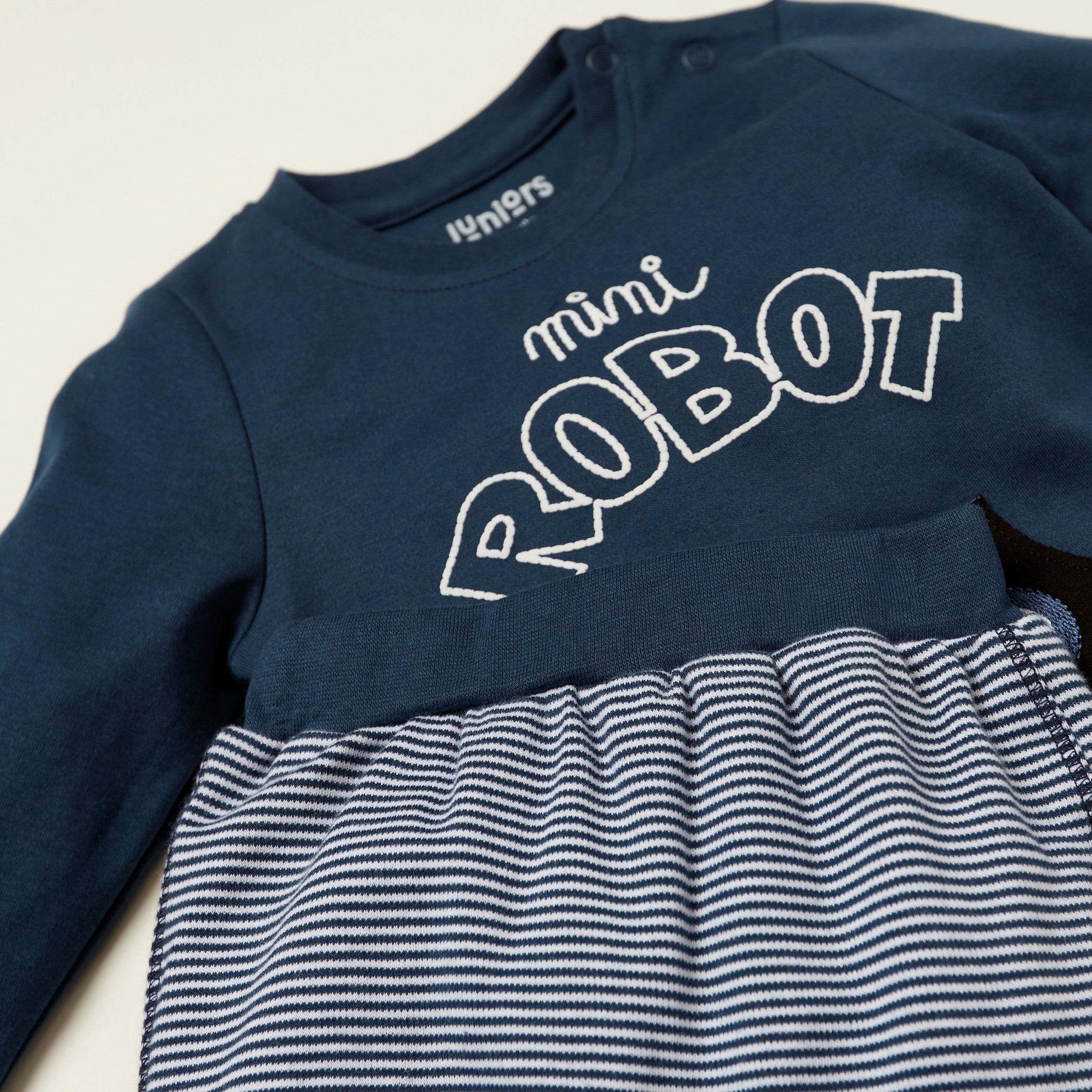 Juniors Embroidered T-shirt and Striped Pyjama Set-baby-boys-clothing-nightwear-pyjamasets-image-5