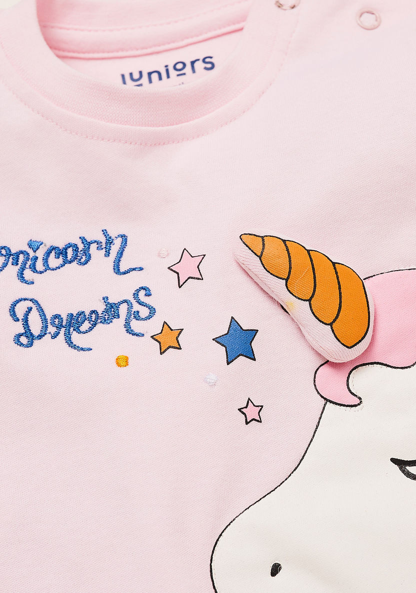 Juniors Unicorn Print T-shirt and Full Length Pyjama Set-Sleepsuits-image-3