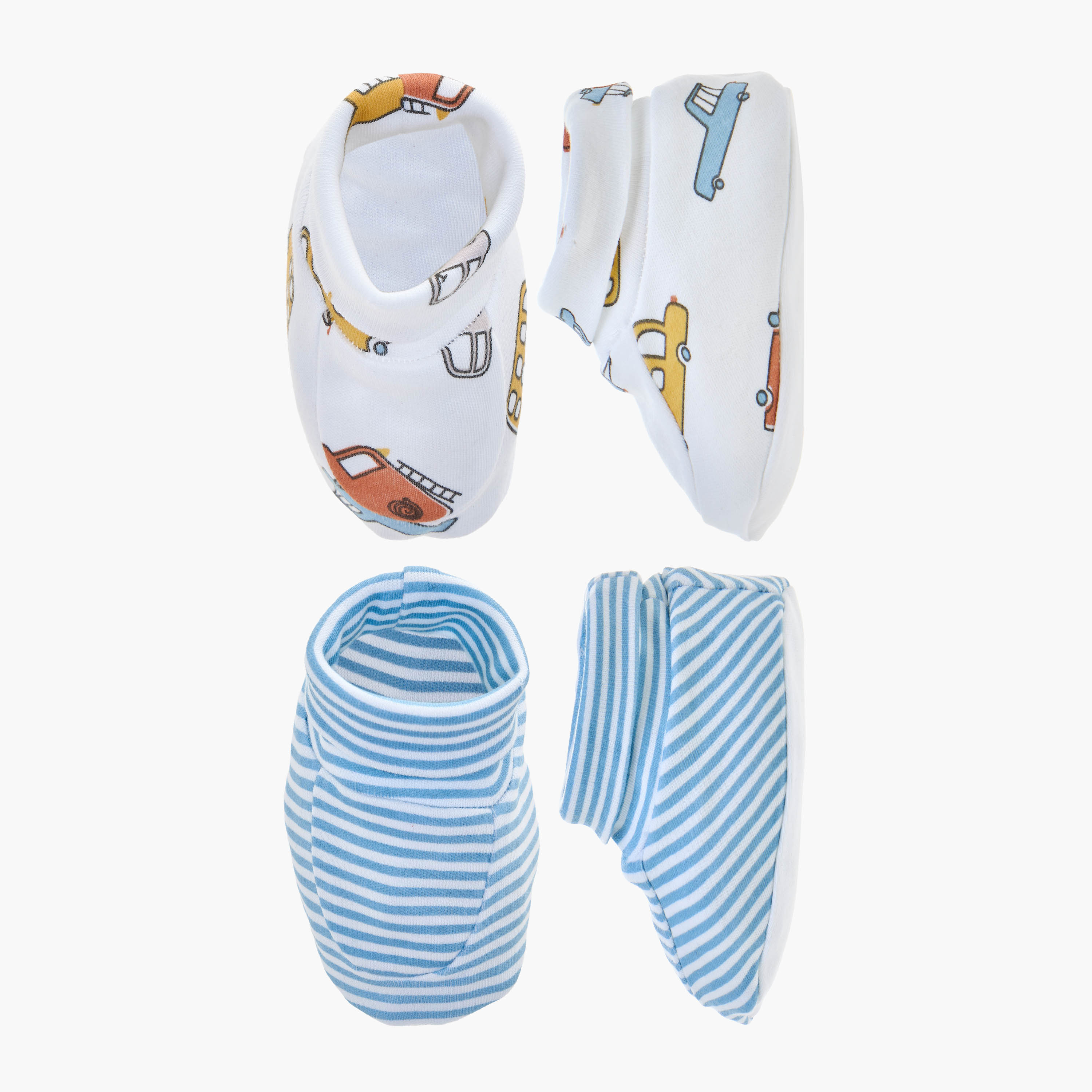 Juniors Printed Booties - Set of 2-baby-boys-shoes-booties-image-1