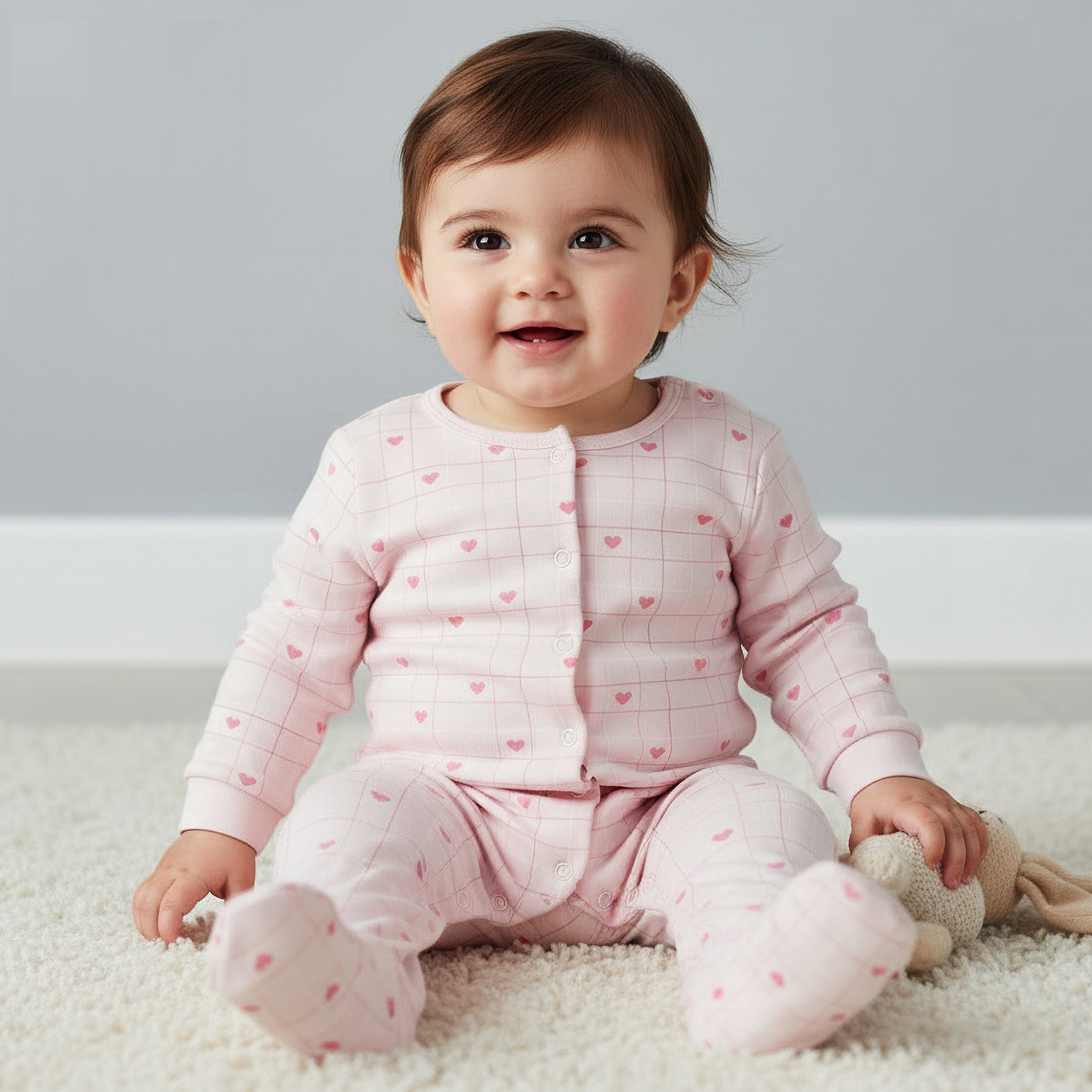Pack of 2 Juniors Cotton Round Neck Long Sleeves Sleepsuit with Print-baby-girls-clothing-nightwear-sleepsuits-image-2
