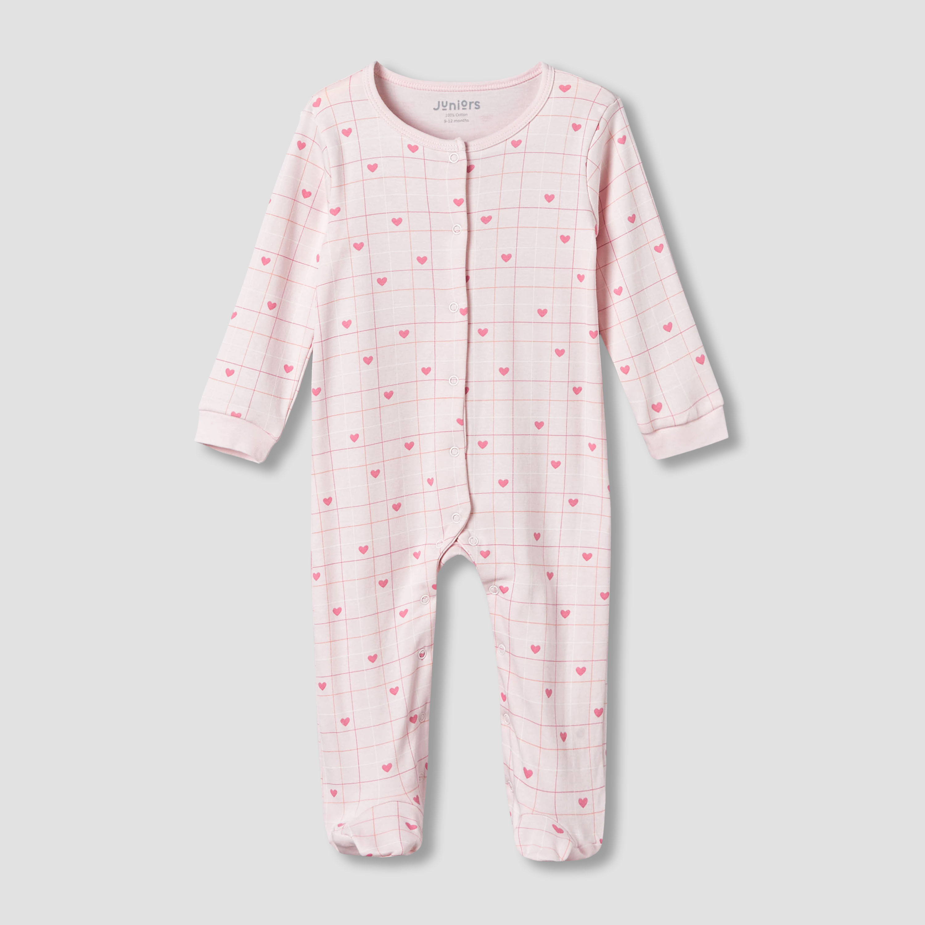 Pack of 2 Juniors Cotton Round Neck Long Sleeves Sleepsuit with Print-baby-girls-clothing-nightwear-sleepsuits-image-3