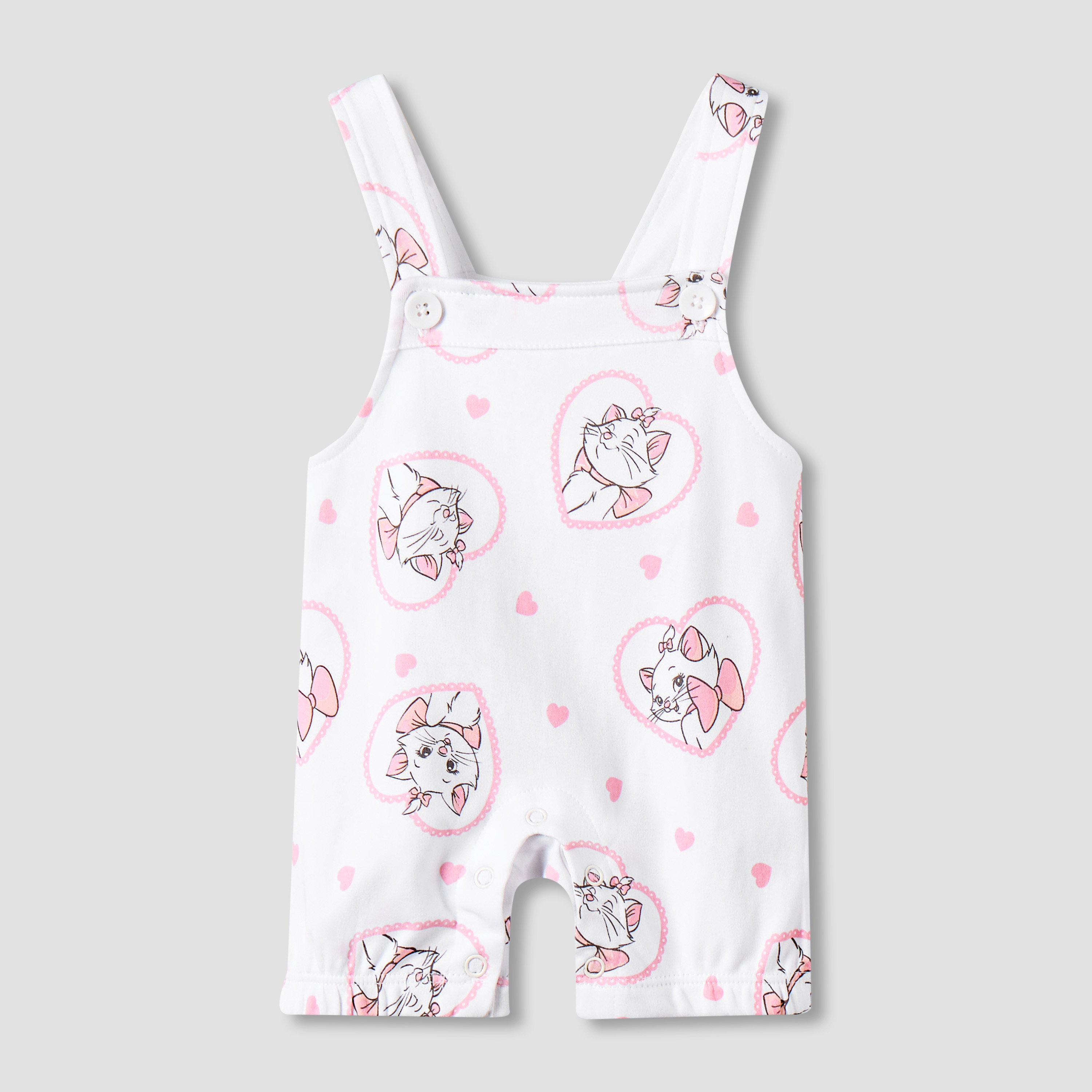 Disney Round Neck Short Sleeves T-shirt and Dungaree Set with Marie Print-baby-girls-clothing-setsandcoords-image-3