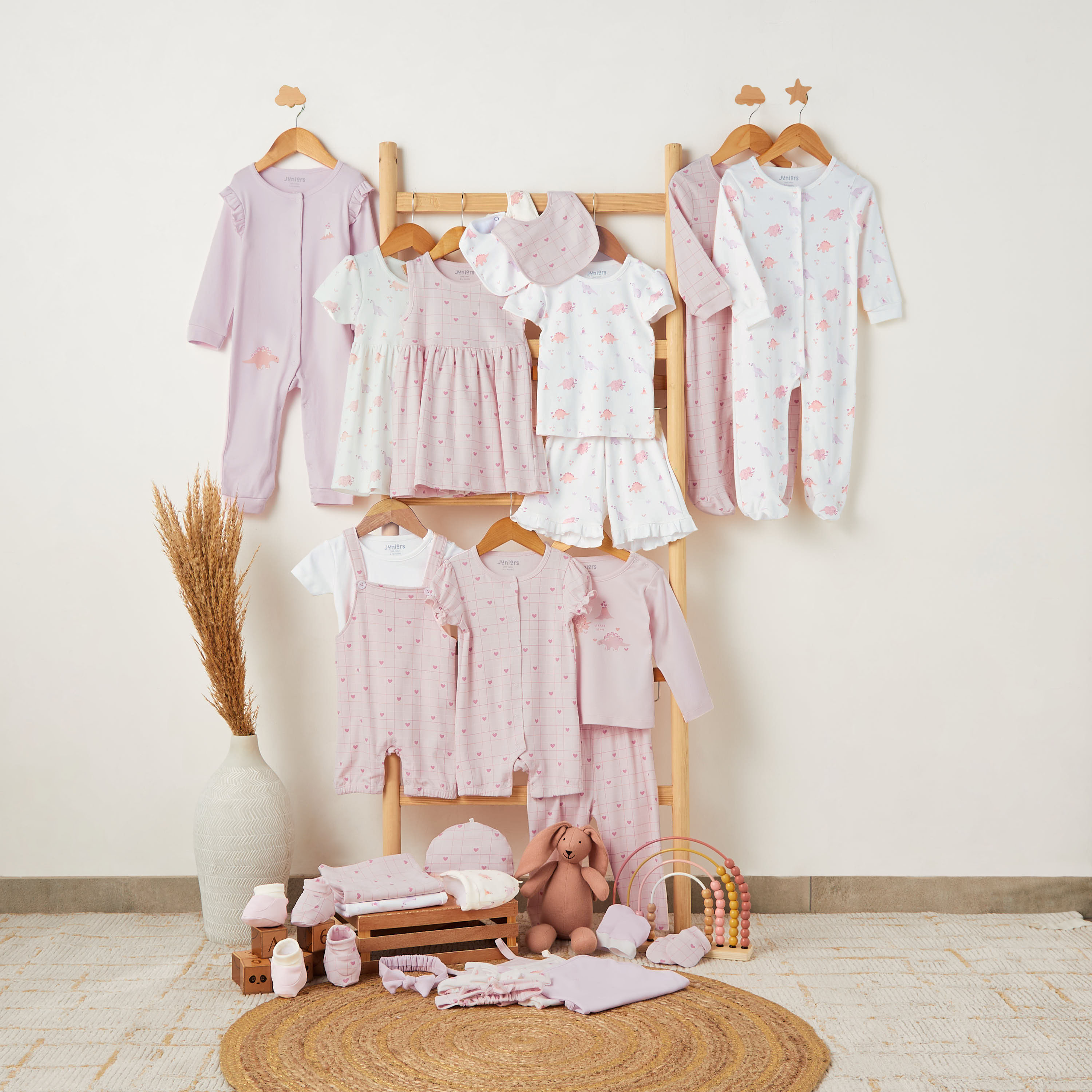 Set of 2 Juniors Cotton Sleepsuit and Romper with Assorted Print-baby-girls-clothing-nightwear-sleepsuits-image-8