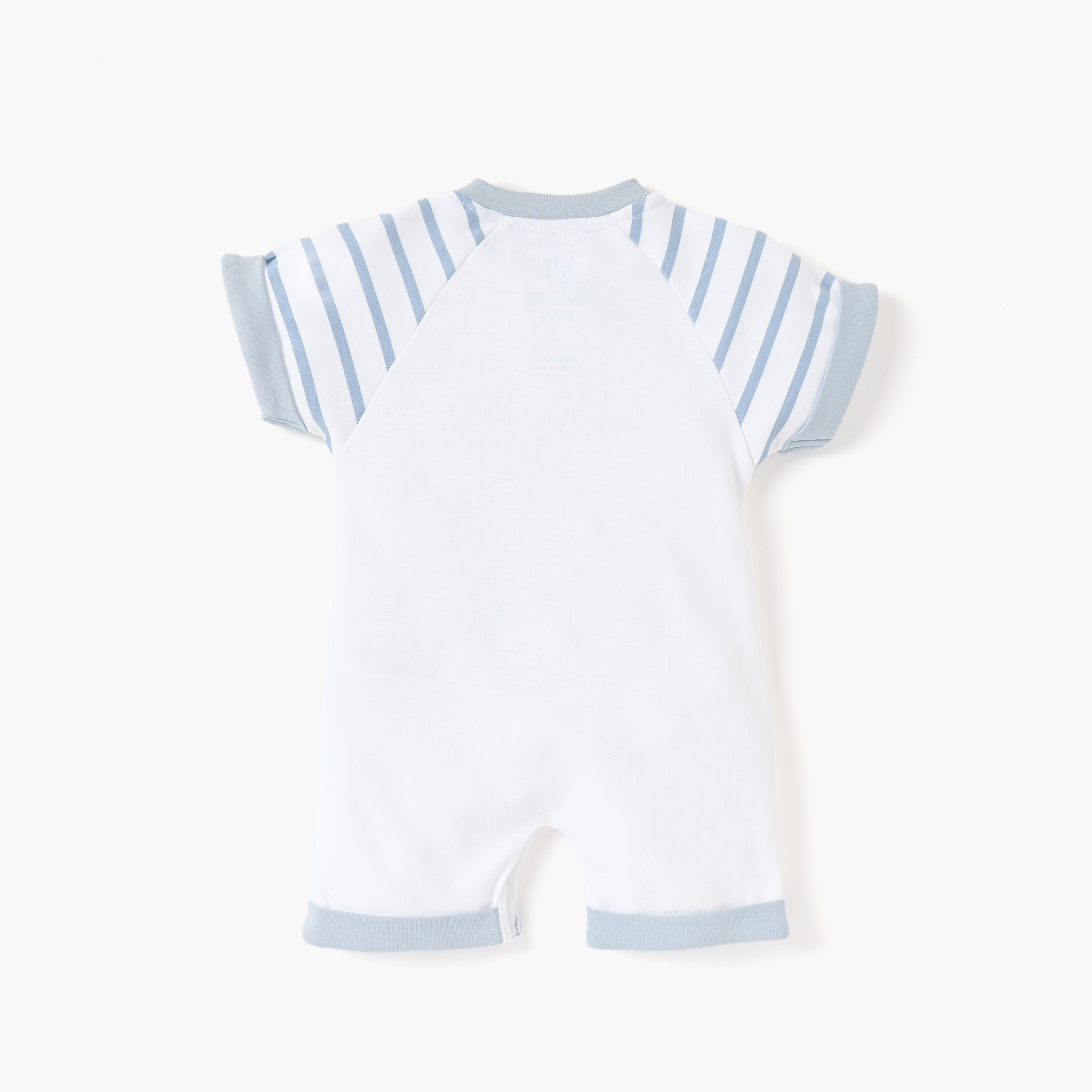 Disney Mickey Mouse Print Romper with Round Neck and Short Sleeves-baby-boys-clothing-rompers-image-2