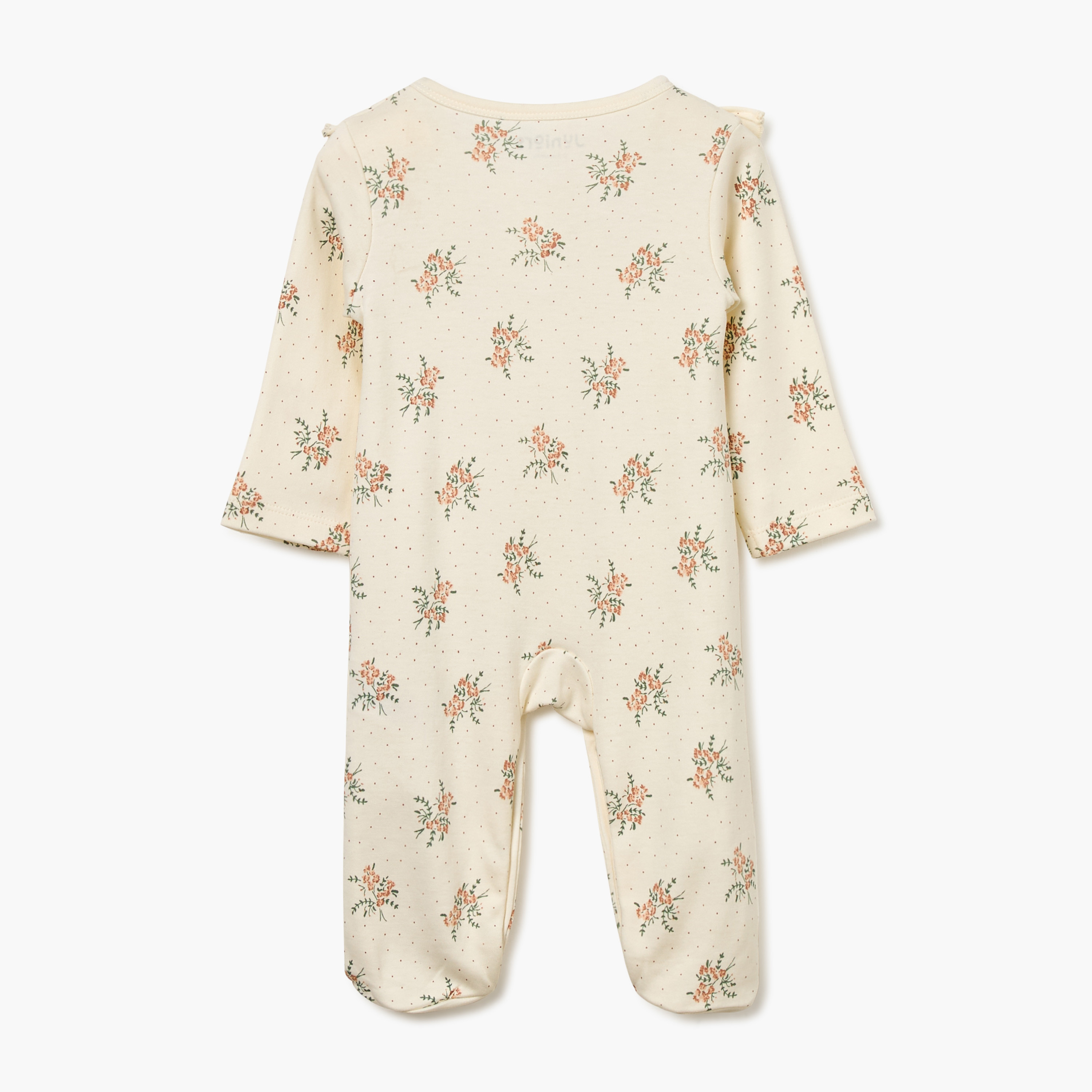 Juniors All-Over Floral Print Closed Feet Sleepsuit with Long Sleeves-baby-girls-clothing-nightwear-sleepsuits-image-2
