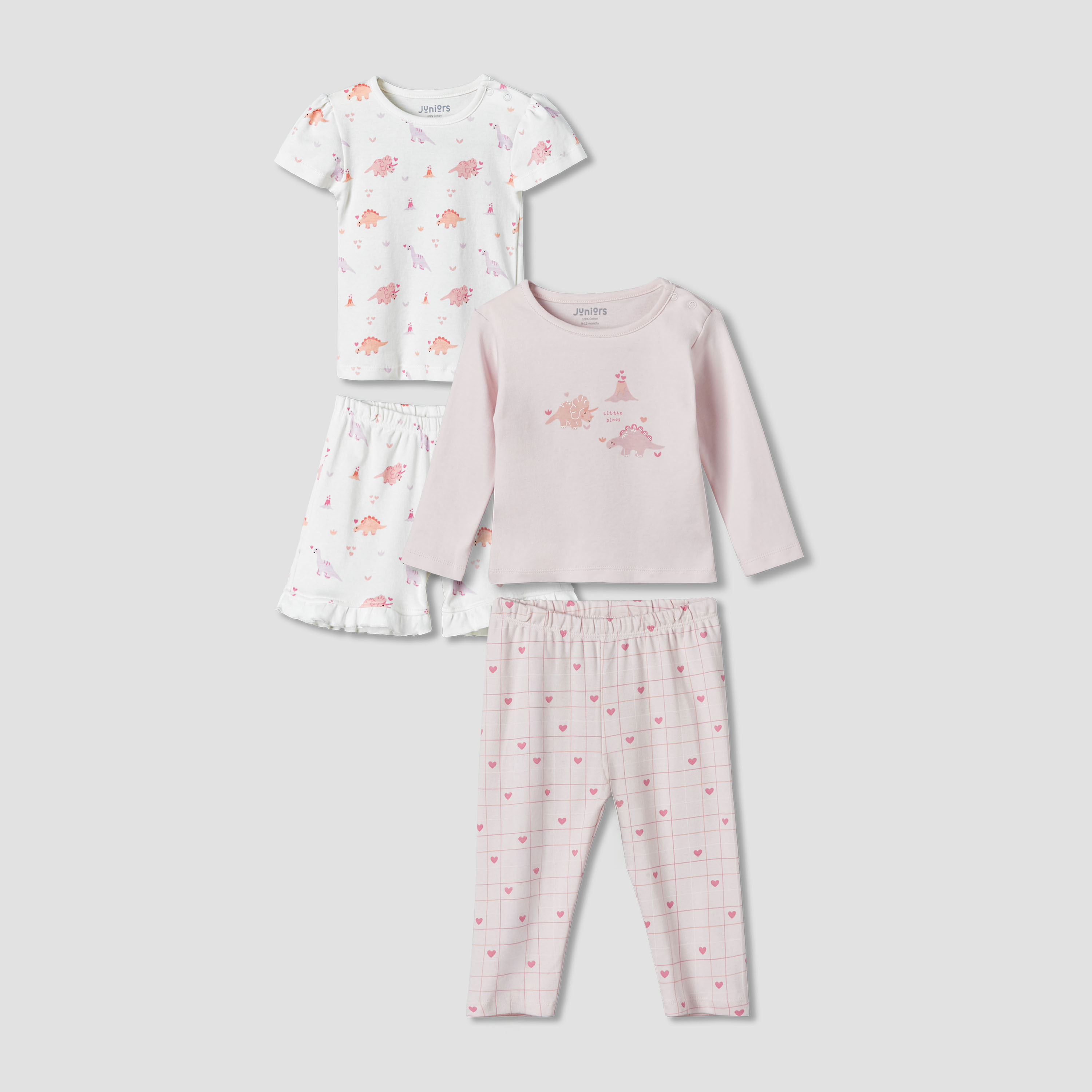 Pack of 2 Juniors Cotton Round Neck Pyjama Set with Fun Print-baby-girls-clothing-nightwear-pyjamasets-image-1