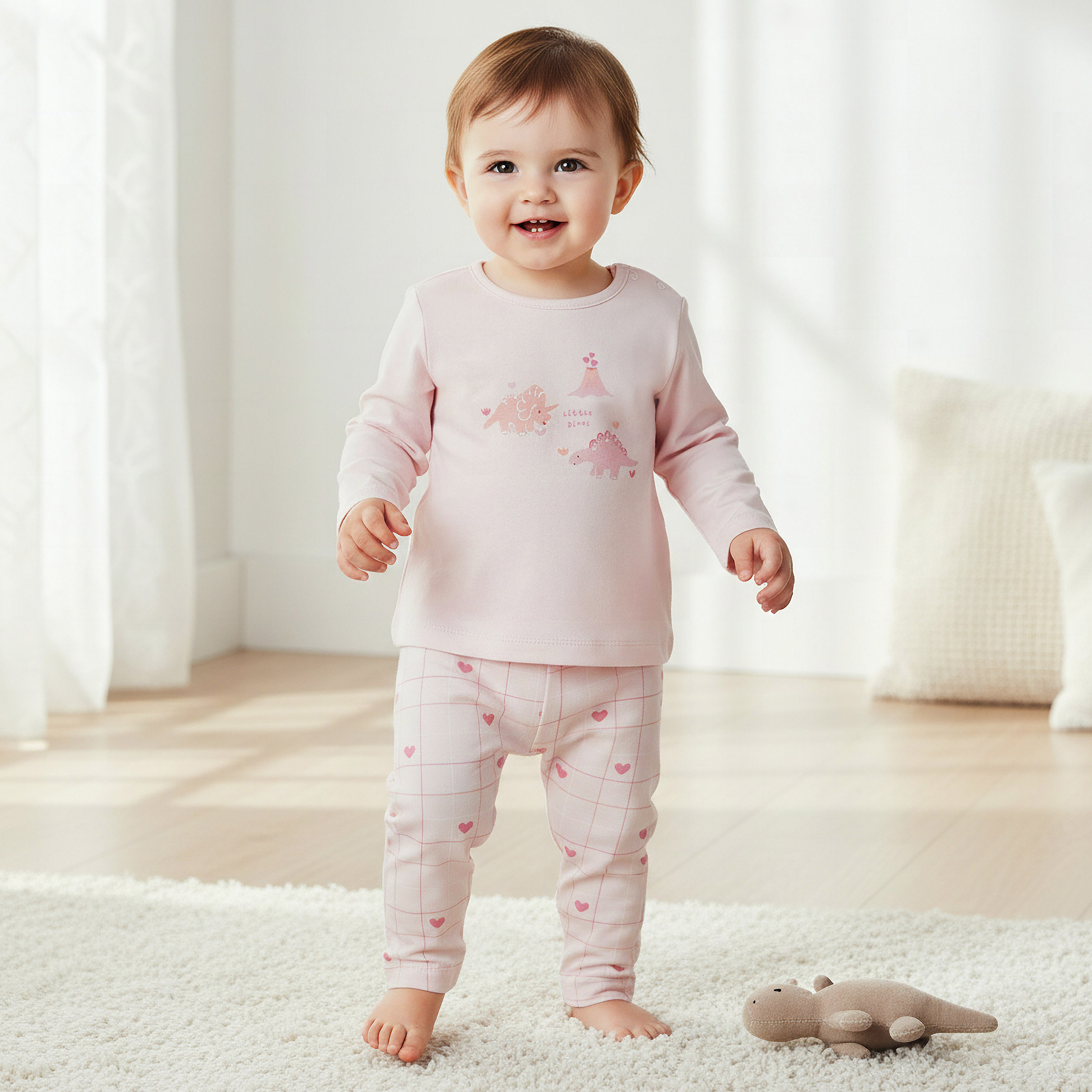 Pack of 2 Juniors Cotton Round Neck Pyjama Set with Fun Print-baby-girls-clothing-nightwear-pyjamasets-image-2