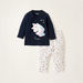Juniors Printed Round Neck T-shirt and Pyjama Set-Pyjama Sets-thumbnail-0