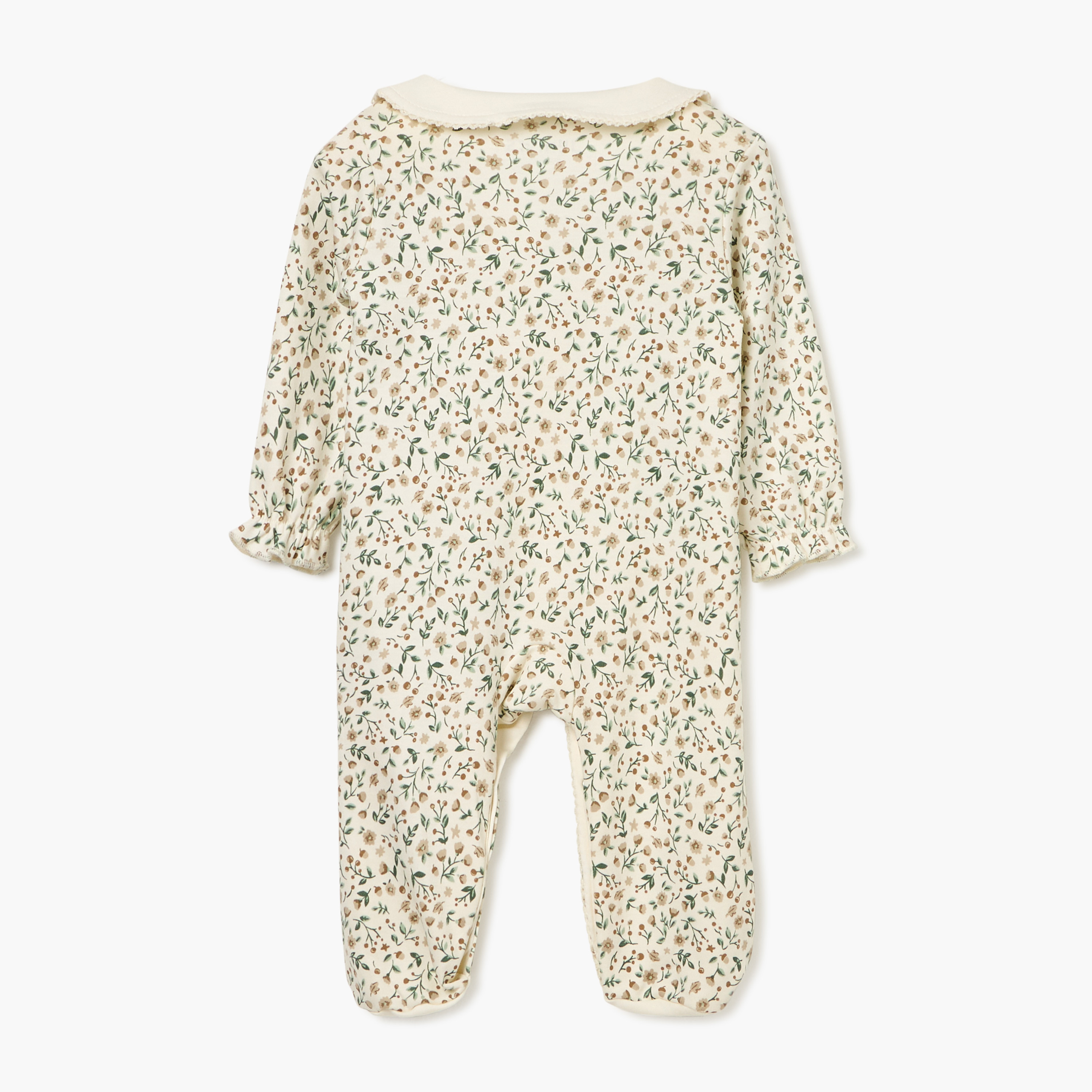 Juniors All-Over Floral Print Closed Feet Sleepsuit with Long Sleeves-baby-girls-clothing-nightwear-sleepsuits-image-2