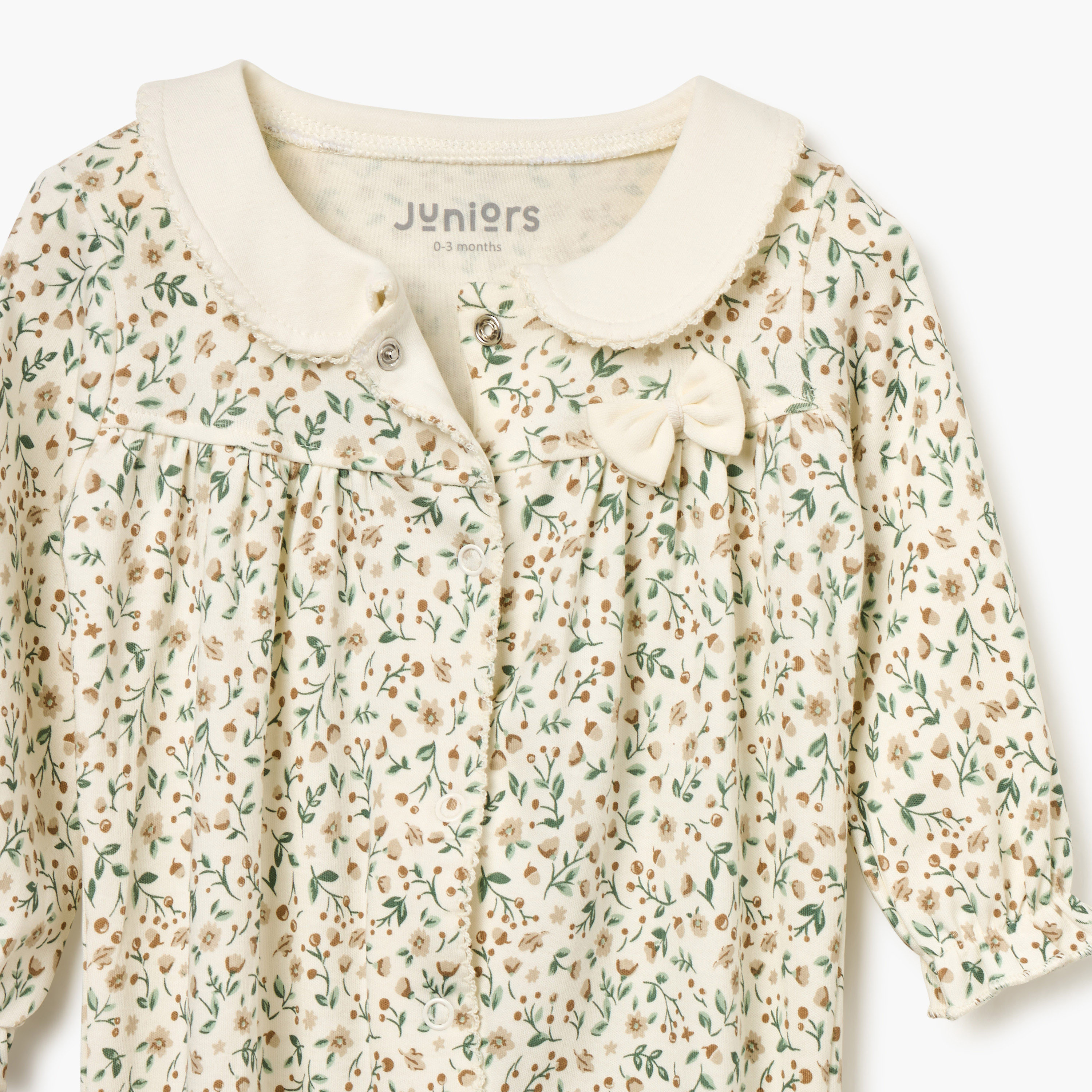 Juniors All-Over Floral Print Closed Feet Sleepsuit with Long Sleeves-baby-girls-clothing-nightwear-sleepsuits-image-3