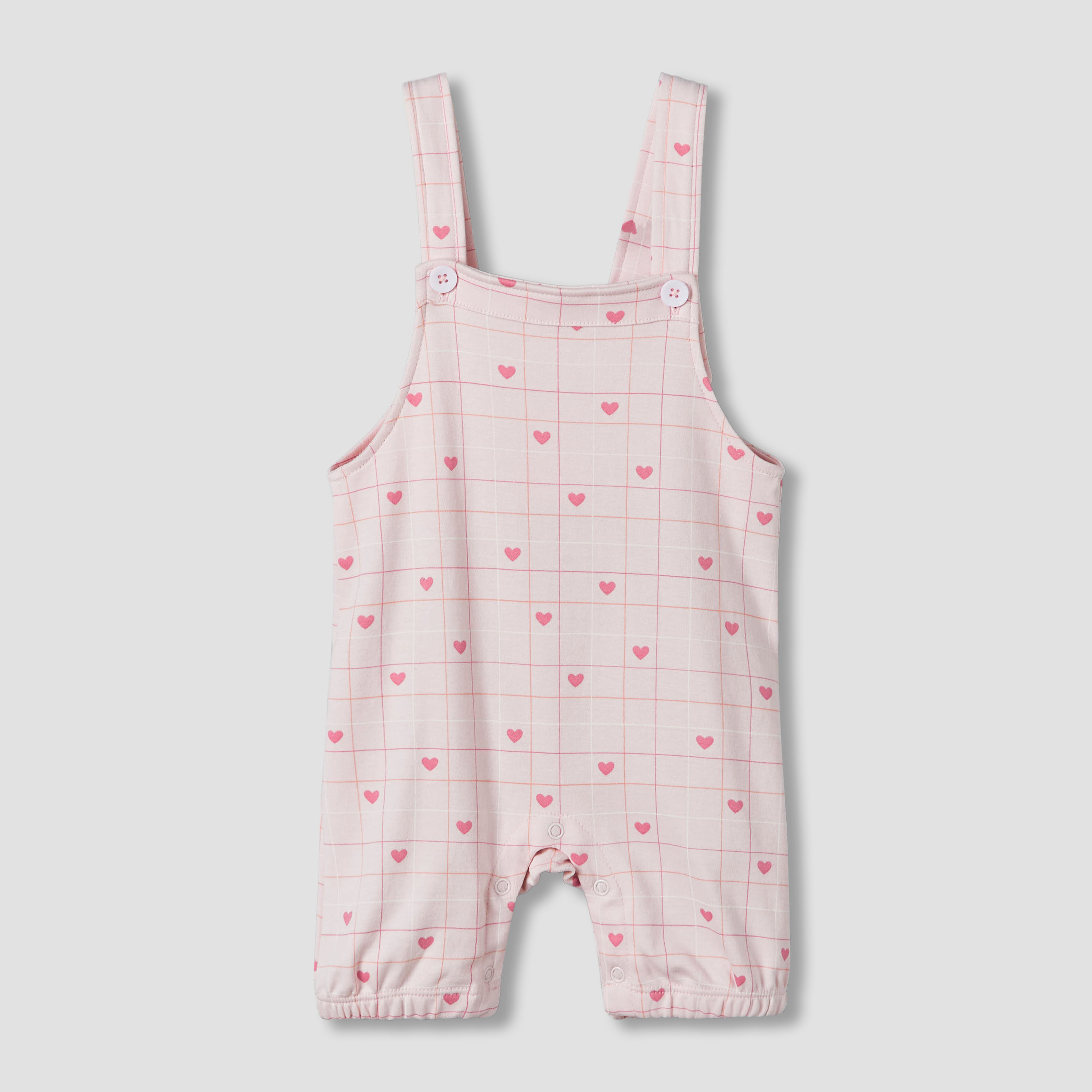Juniors Short Sleeves T-shirt and Dungaree Set with Heart Print-baby-girls-clothing-setsandcoords-image-2
