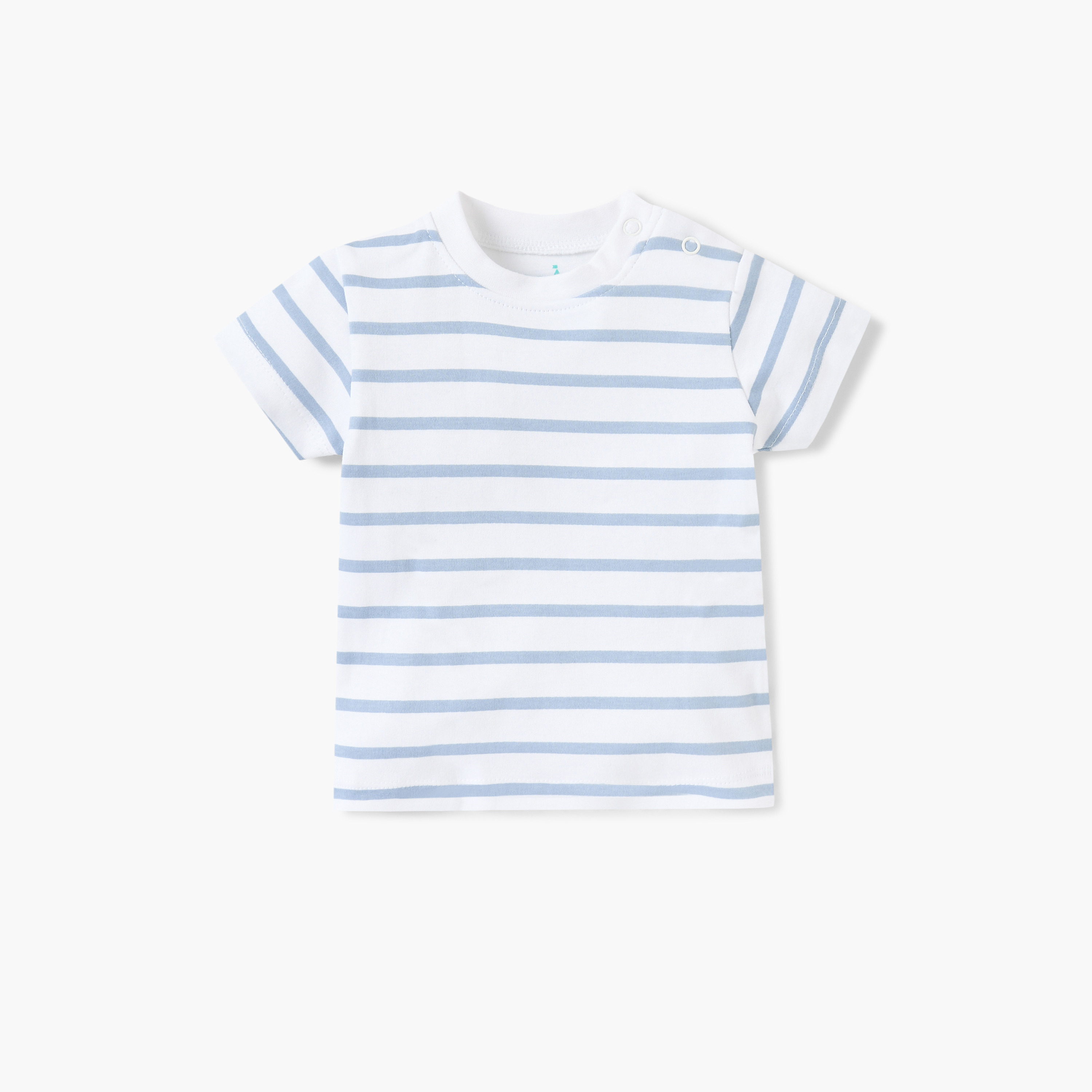 Juniors Striped T-shirt and Mickey Mouse Print Dungarees Set-baby-boys-clothing-setsandcoords-image-2