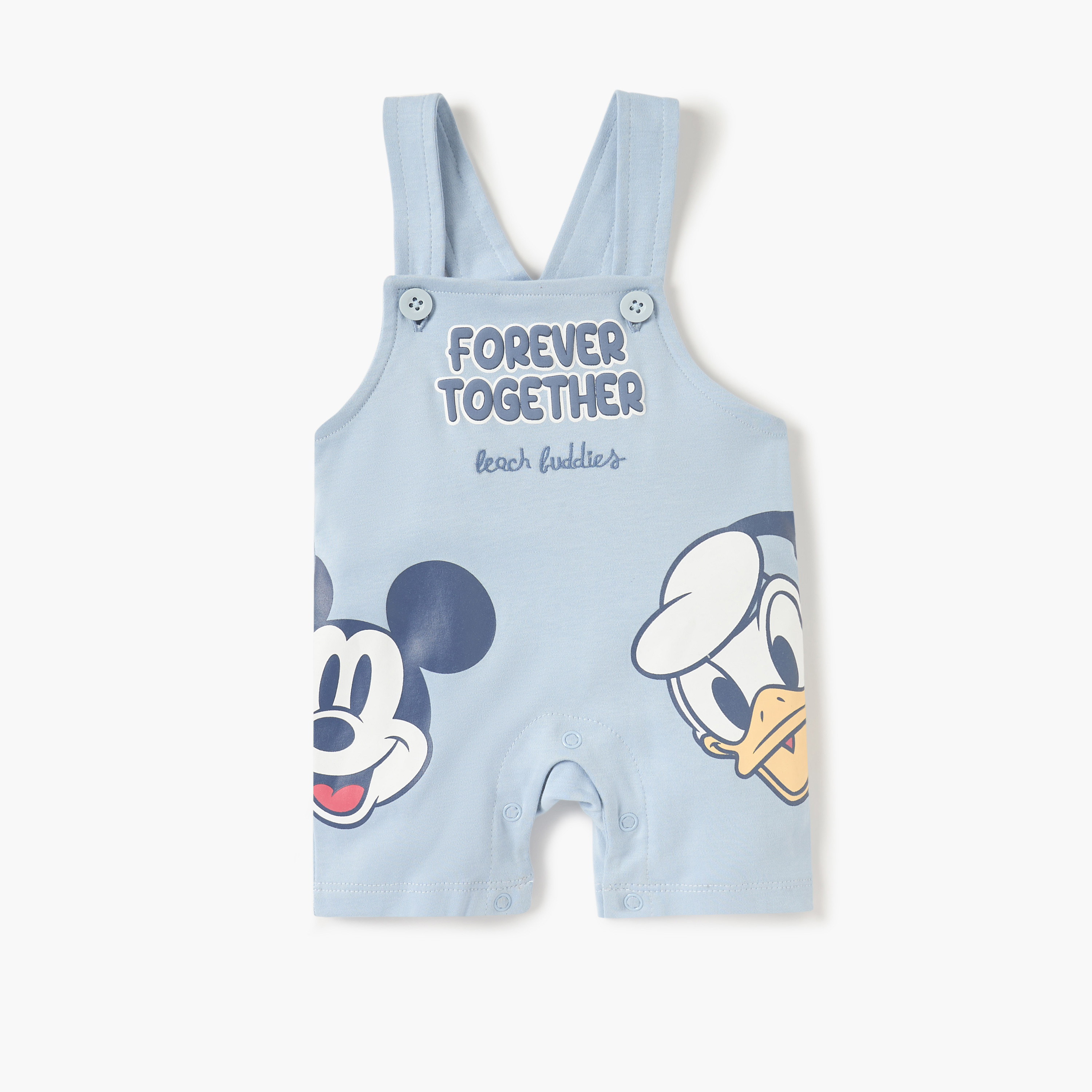 Juniors Striped T-shirt and Mickey Mouse Print Dungarees Set-baby-boys-clothing-setsandcoords-image-3