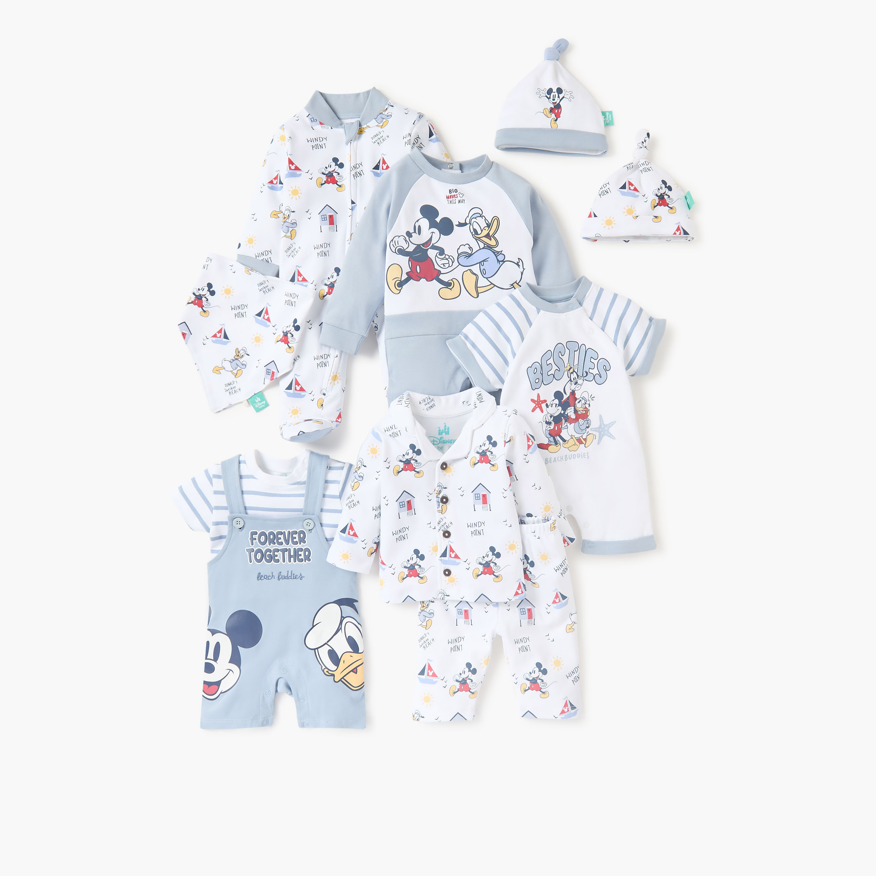 Juniors Striped T-shirt and Mickey Mouse Print Dungarees Set-baby-boys-clothing-setsandcoords-image-6