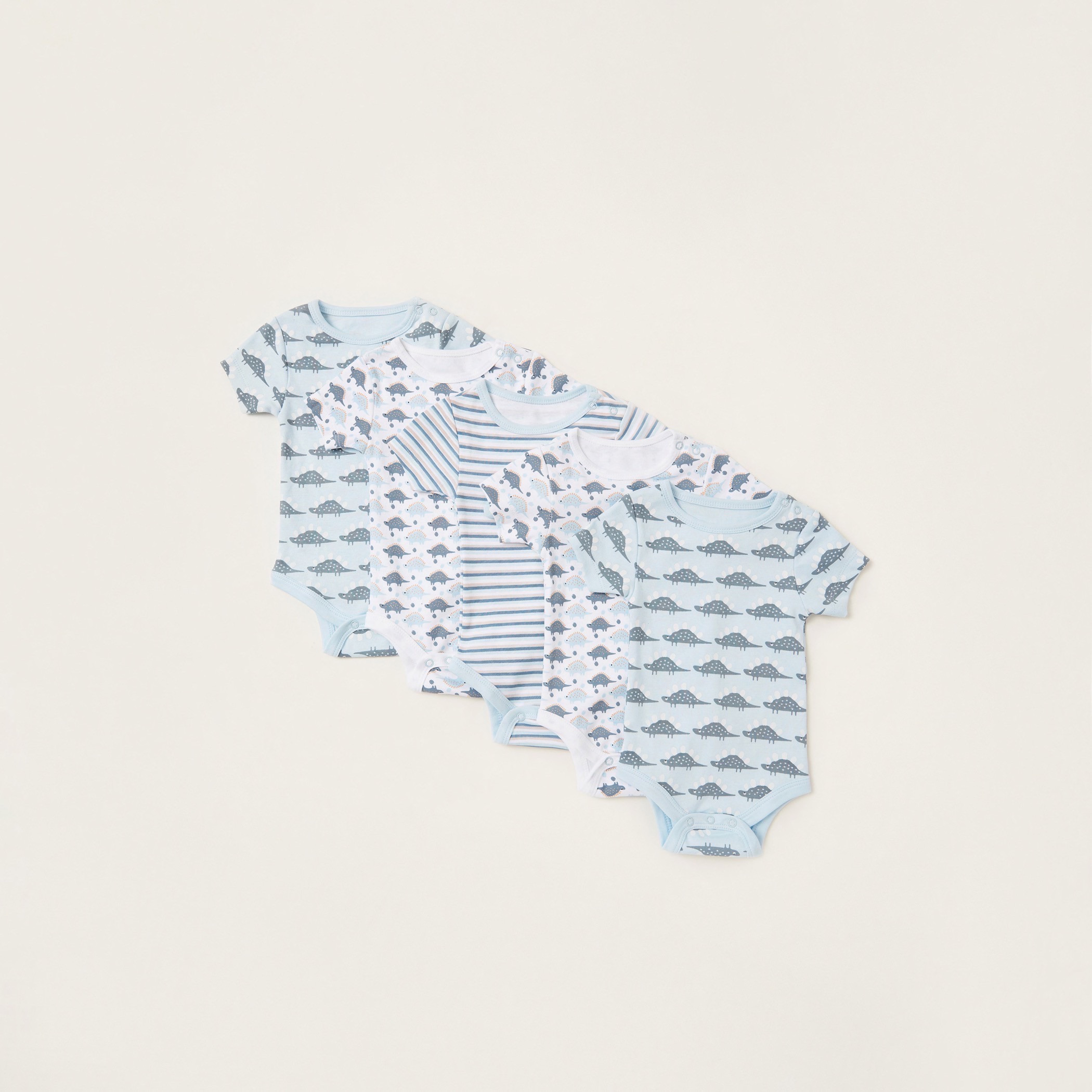 Juniors Printed Bodysuit with Short Sleeves - Set of 5-baby-boys-clothing-multipacks-image-1