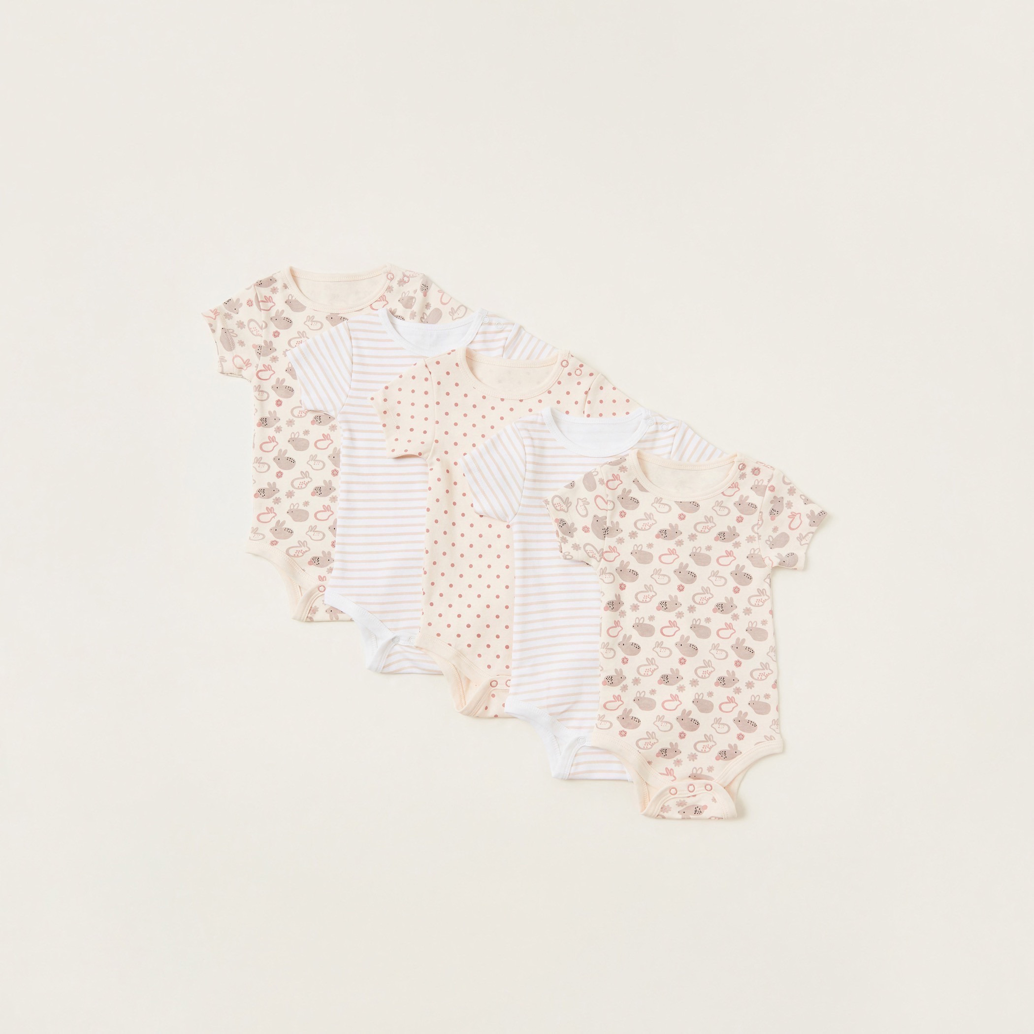 Juniors Printed Bodysuit with Short Sleeves - Set of 5-baby-girls-clothing-bodysuits-image-1