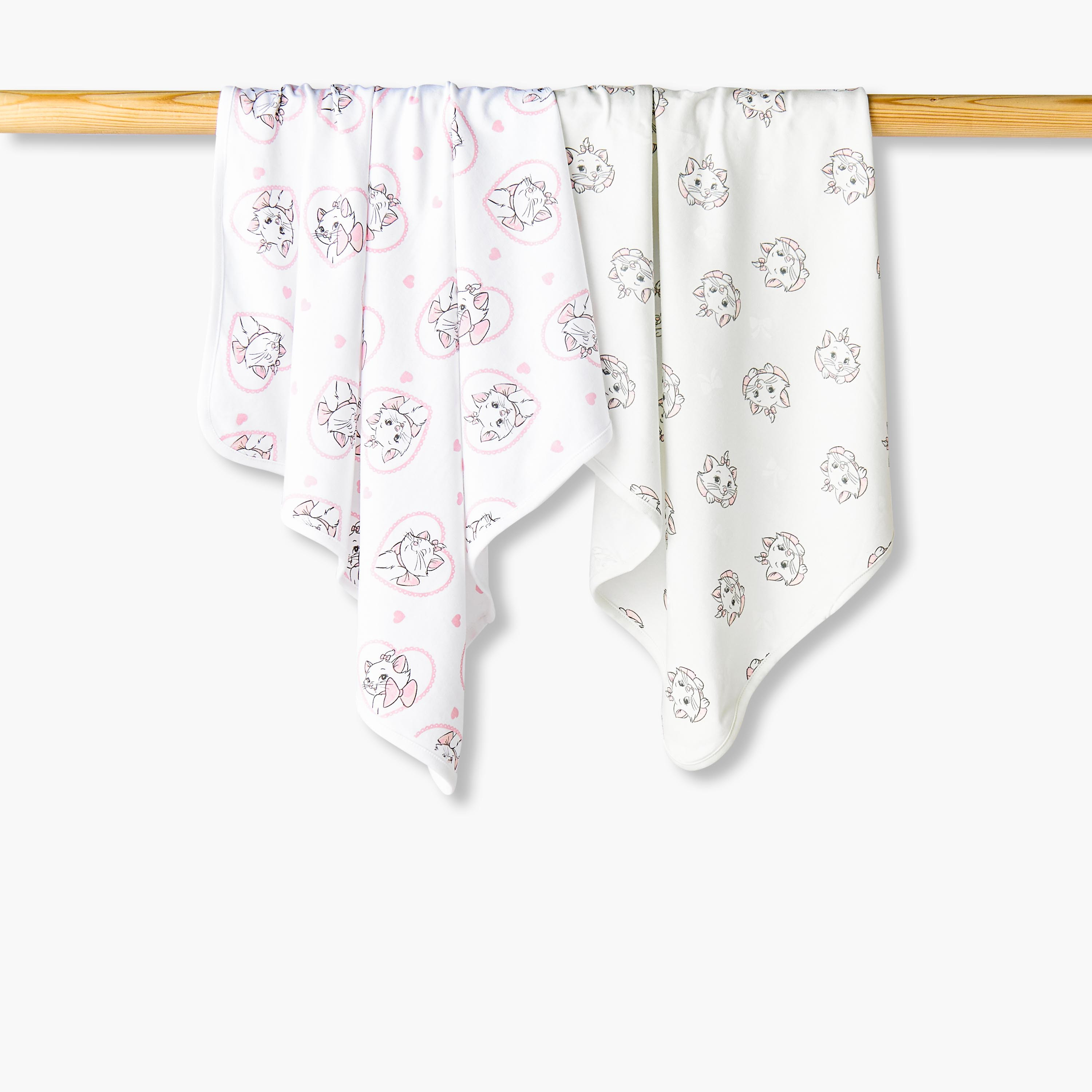 Pack of 2 Disney Receiving Blanket with Marie Print-baby-nursery-blanketsandswaddles-receivingblankets-image-1