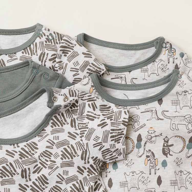 Juniors 5-Piece Printed Bodysuit Set with Short Sleeves