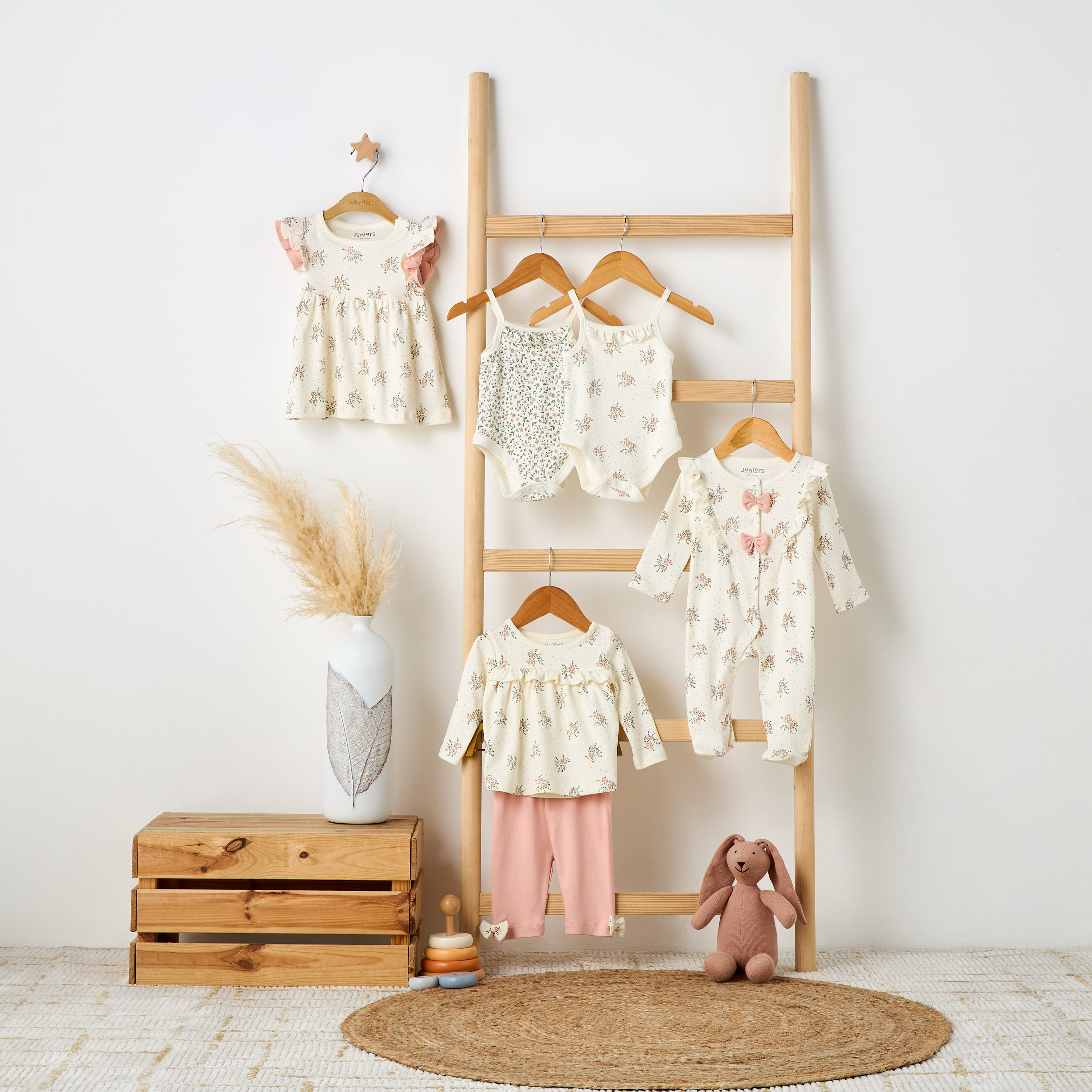 Juniors Floral Print Dress with Round Neck and Ruffle Sleeves-baby-girls-clothing-dressesandjumpsuits-image-5