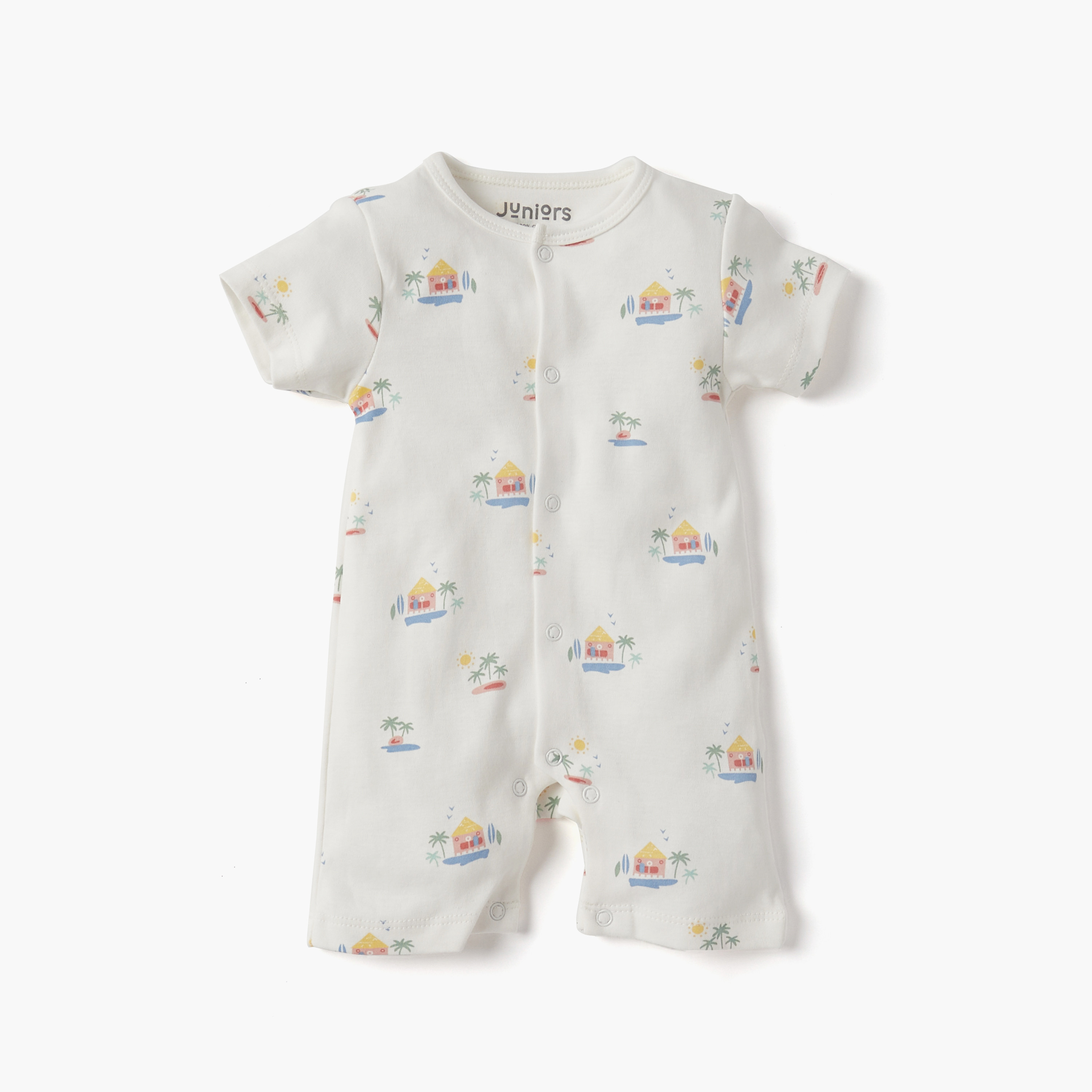 Juniors Graphic Print Sleepsuit and Romper Set with Snap Button Closure-baby-boys-clothing-nightwear-sleepsuits-image-3