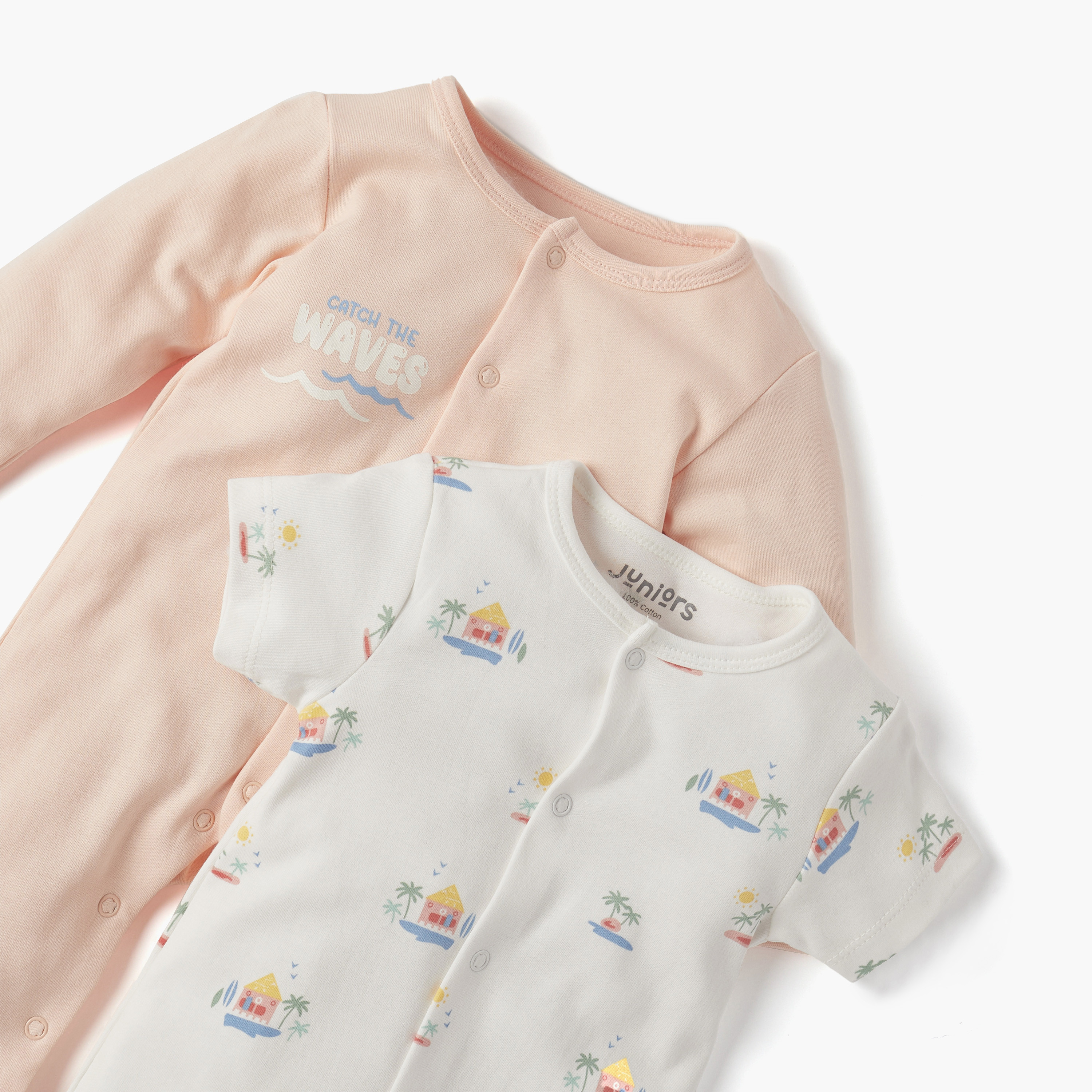 Juniors Graphic Print Sleepsuit and Romper Set with Snap Button Closure-baby-boys-clothing-nightwear-sleepsuits-image-4