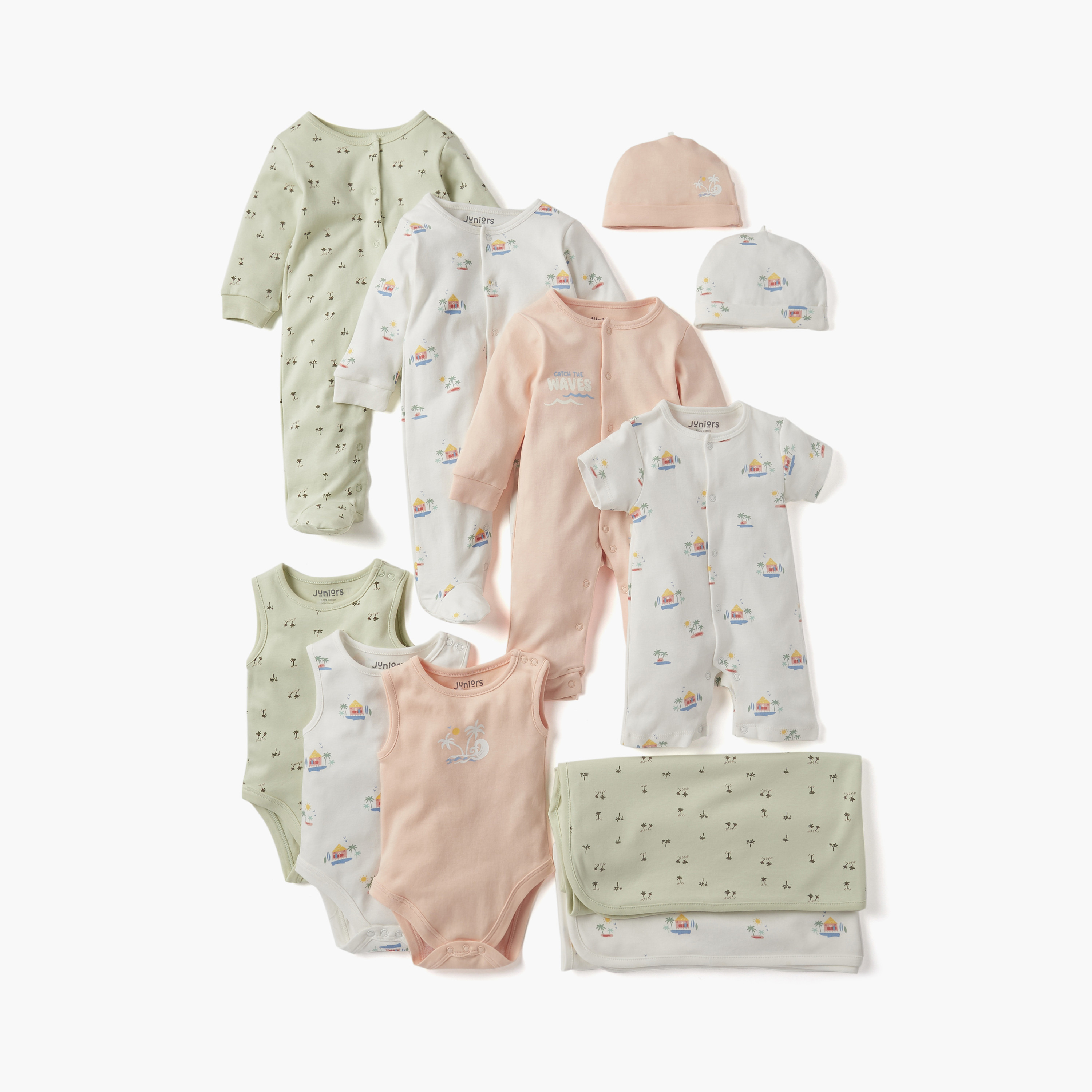 Juniors Graphic Print Sleepsuit and Romper Set with Snap Button Closure-baby-boys-clothing-nightwear-sleepsuits-image-6