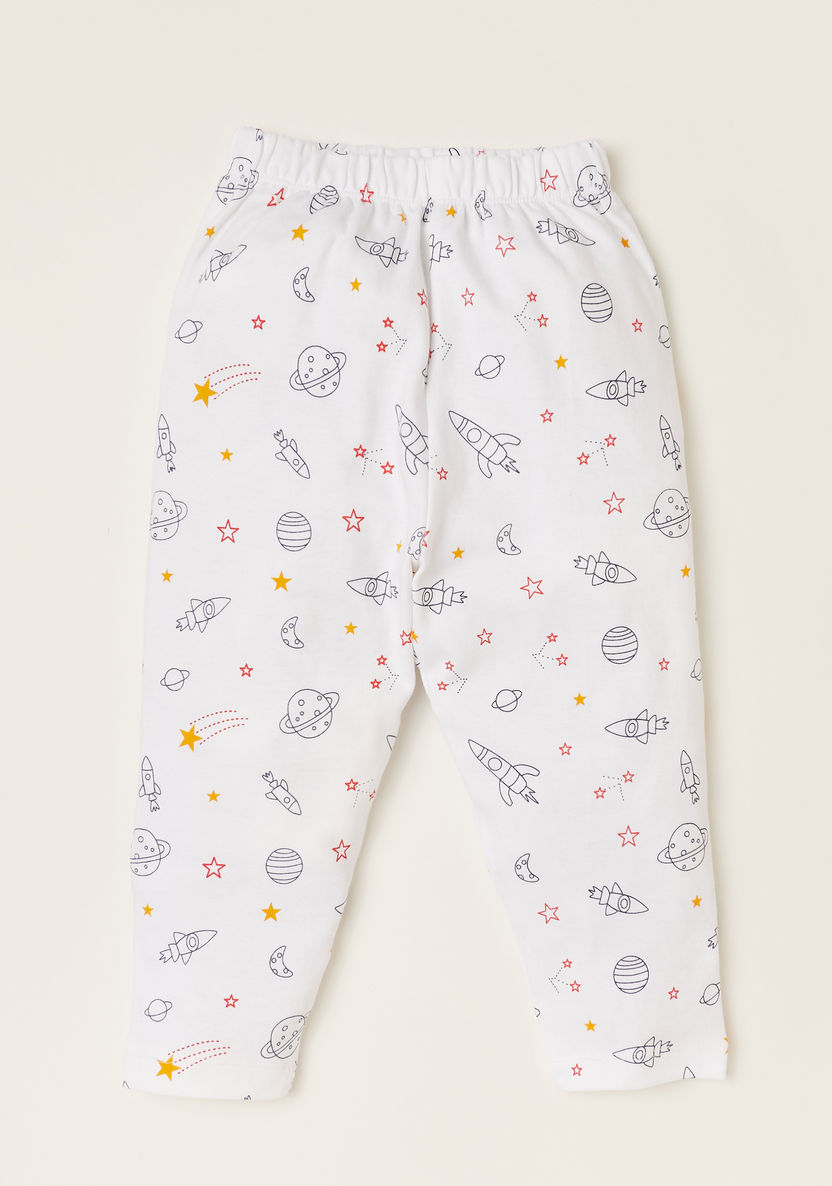 Juniors Graphic Print T-shirt and All-Over Printed Pyjama Set-Pyjama Sets-image-2