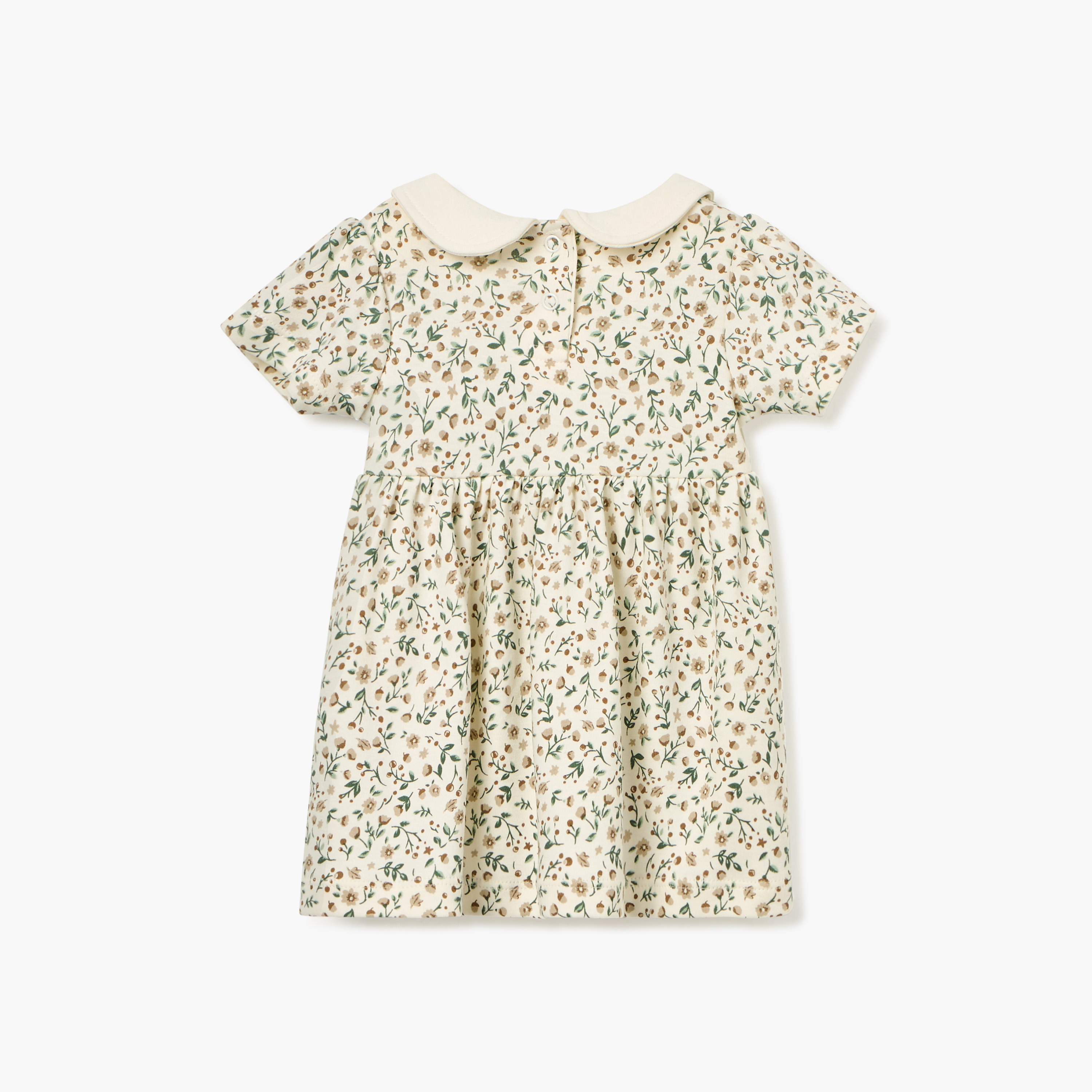 Juniors Floral Print Dress with Peter Pan Collar and Short Sleeves-baby-girls-clothing-dressesandjumpsuits-image-2