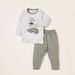 Juniors Safari Print T-shirt and Solid Pyjama Set-Pyjama Sets-thumbnail-0