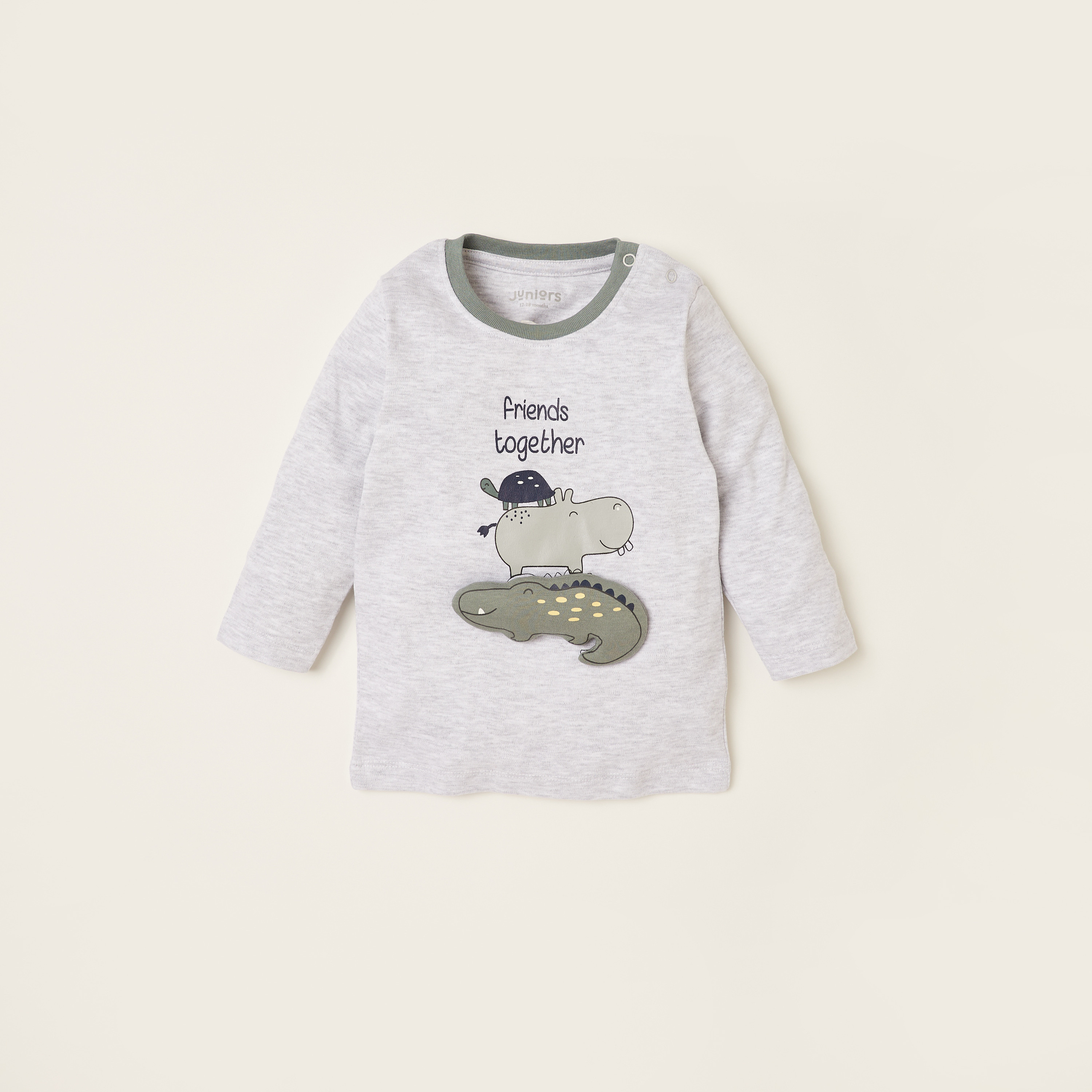 Juniors Safari Print T-shirt and Solid Pyjama Set-baby-girls-clothing-nightwear-pyjamasets-image-2