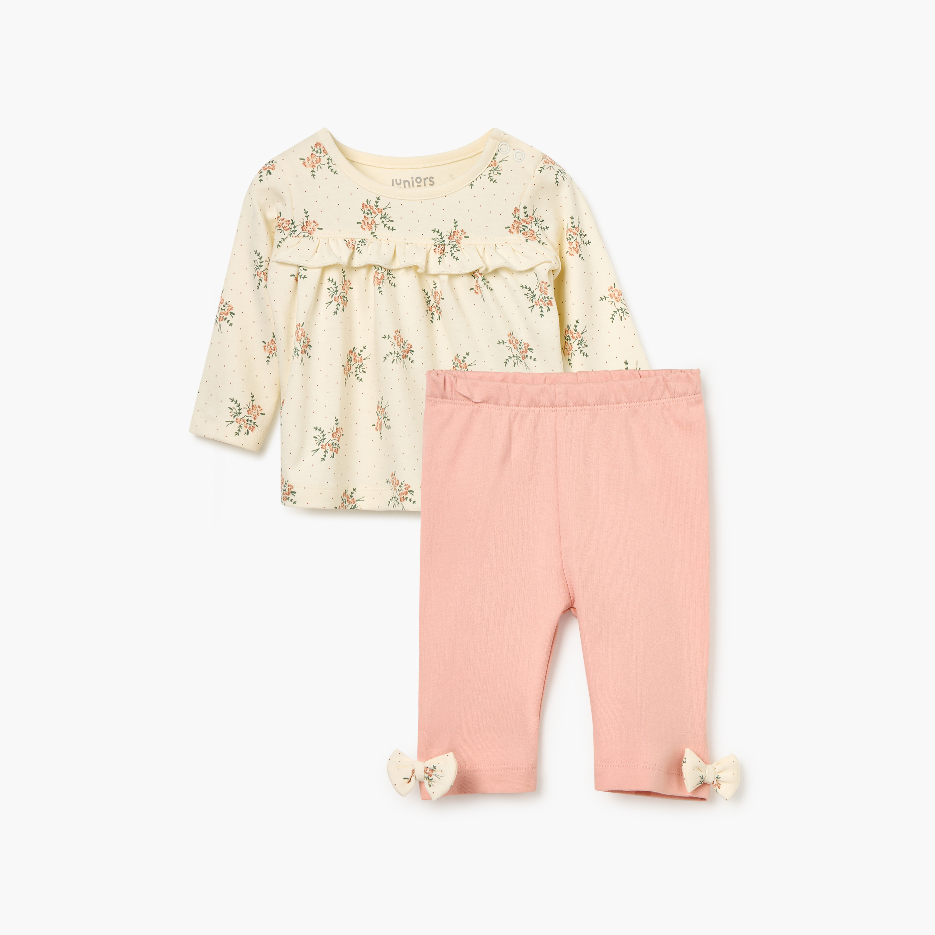 طقم تيشيرت وبنطلون بيجاما بطبعات زهرية من جونيورز-baby-girls-clothing-nightwear-pyjamasets-image-1