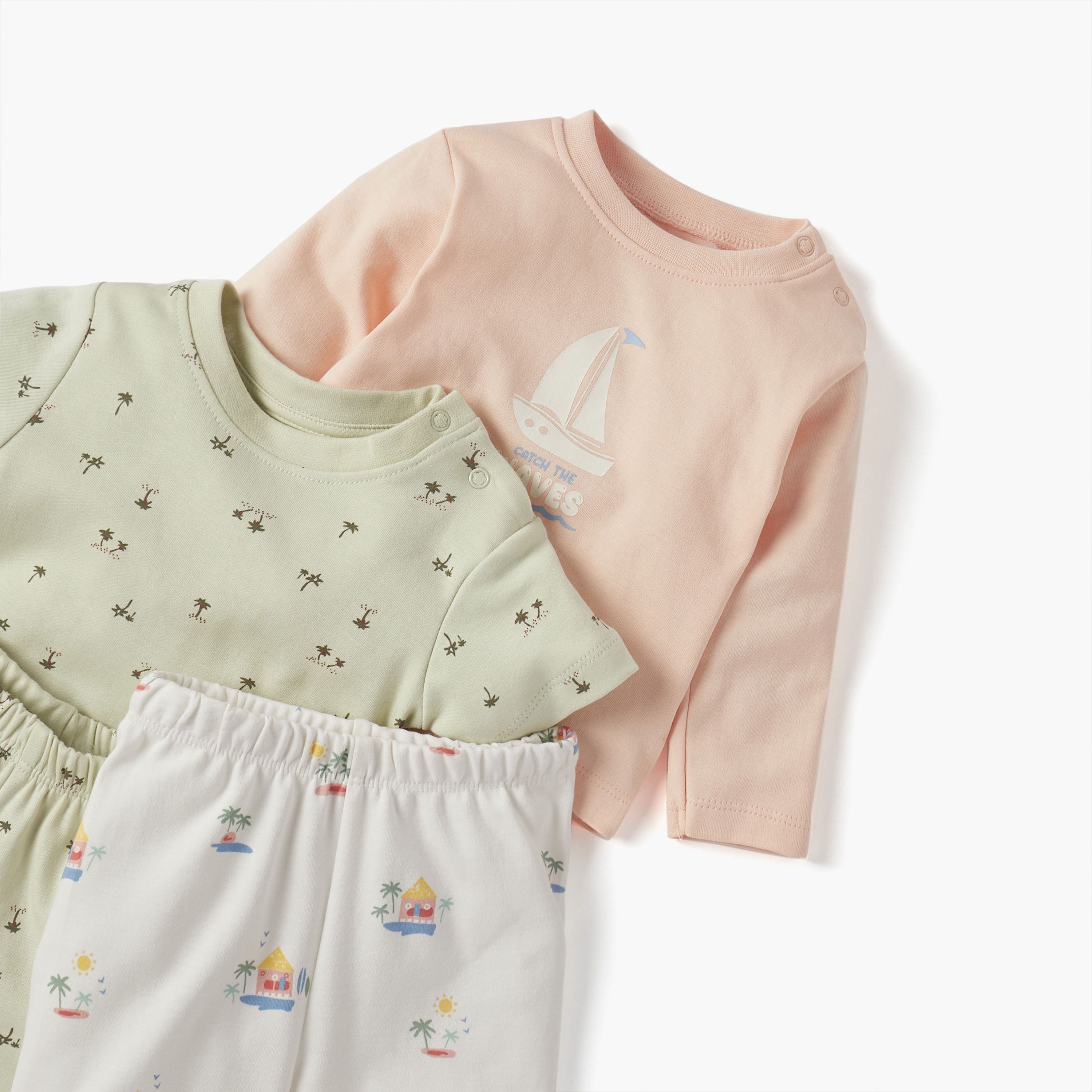 Juniors Graphic Print 4-Piece T-shirt with Pyjamas and Shorts Set-baby-boys-clothing-nightwear-pyjamasets-image-4